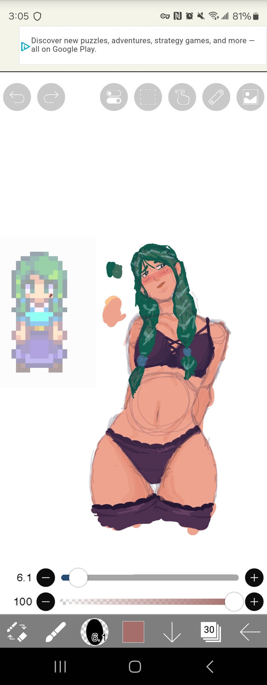 blu_bit caroline_(stardew_valley) green_eyes green_hair milf stardew_valley unfinished