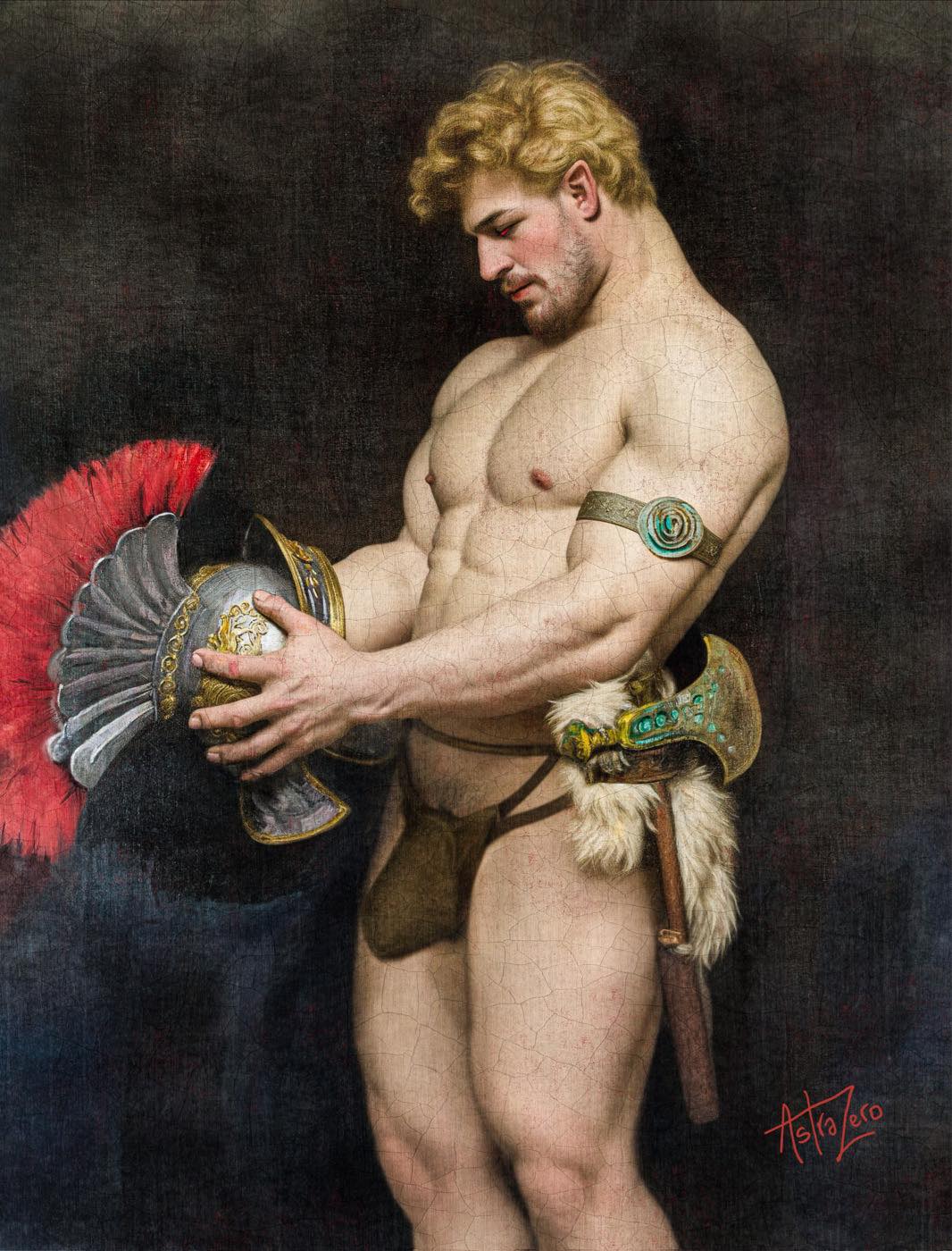 astra_zero big_balls big_penis gay greek greek_mythology historical history male male/male male_only muscle mythology painting soldier yaoi