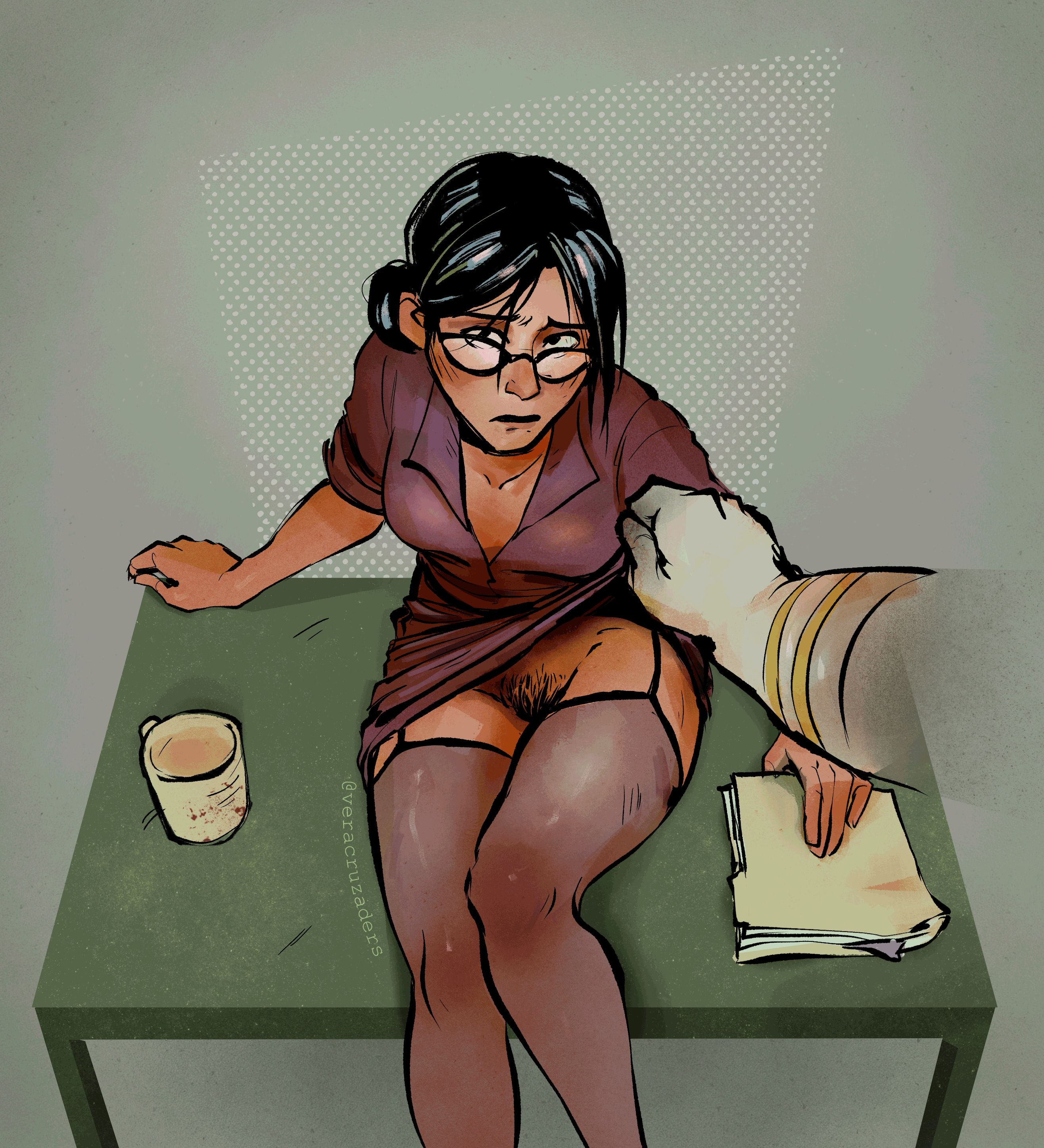 female, female pubic hair, miss pauling, pencil skirt, skirt lift, tagme, team fortress 2, veracruzaders