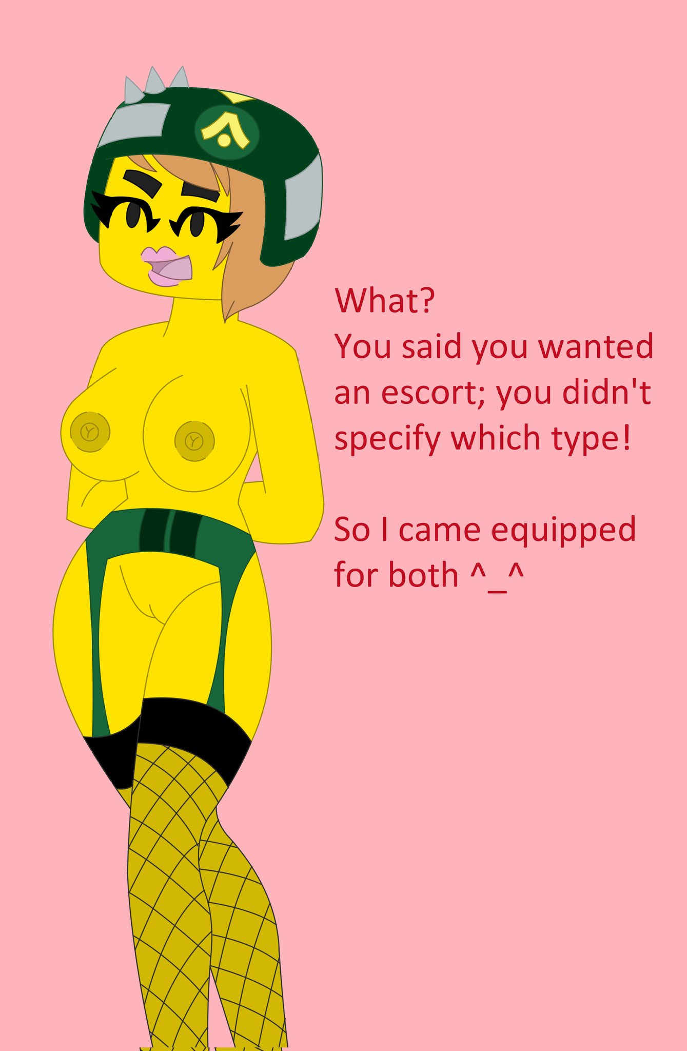 blazey_h._speed_(ninjago) duchess_pixal female female female_focus female_only functionally_nude functionally_nude_female helmet lego ninjago ninjargon_(ninjago_alphabet) prime_empire_(ninjago) racer_seven_(ninjago) racing_helmet seductive seductive_look sexually_suggestive suggestive suggestive_look tagme talking_to_viewer yellow_body yellow_skin