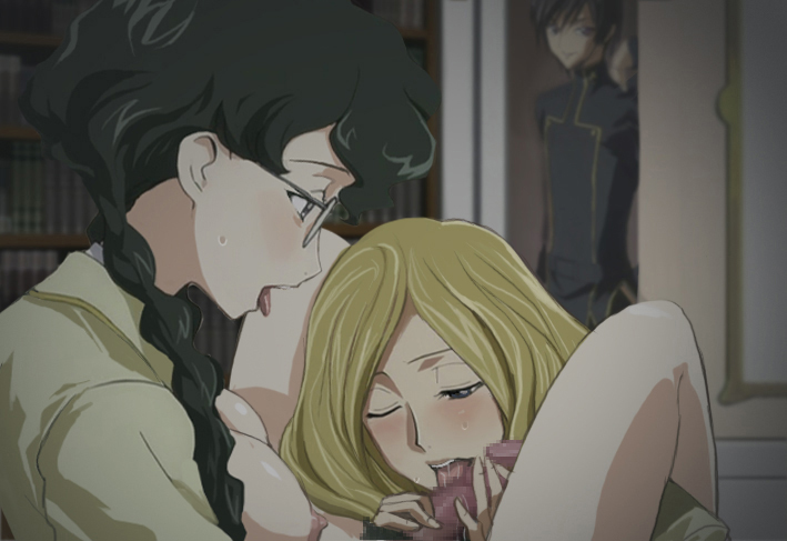 1futa 1girl1futa 1girls blonde_hair censored code_geass fellatio futa_on_female futanari green_hair intersex lelouch_lamperouge milly_ashford multiple_girls nina_einstein oral penis