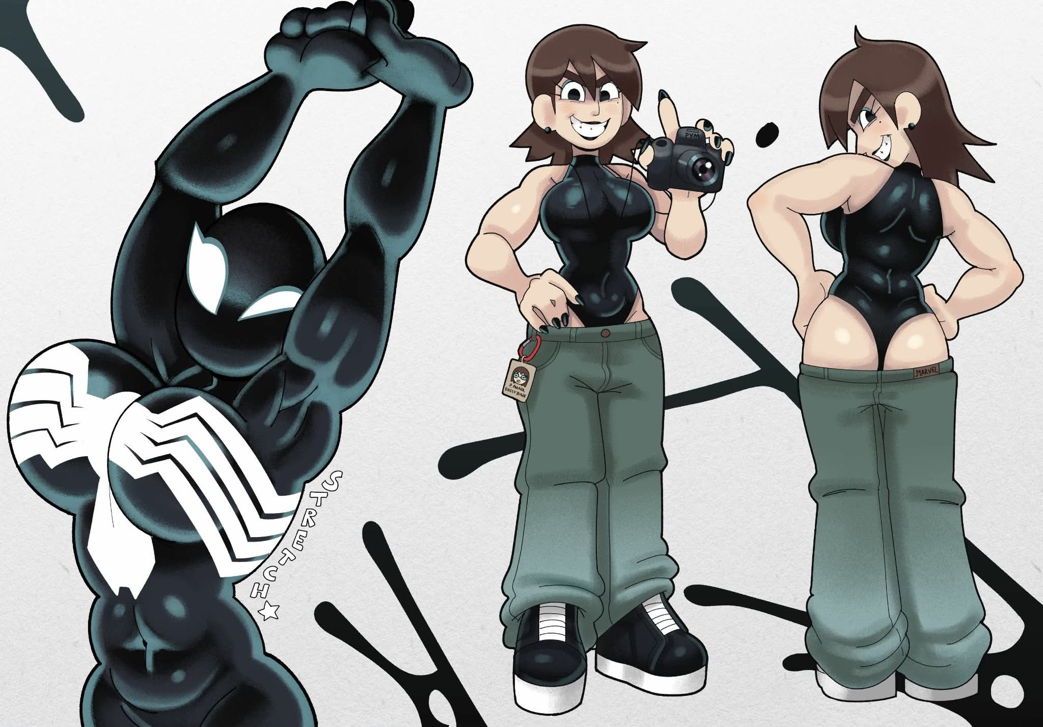 aura, black hair, dogmaazul, leotard, marvel, marvel comics, no nudity, petra parker, spider-man, spider-man (series), symbiote, symbiote suit, trans woman, transgender