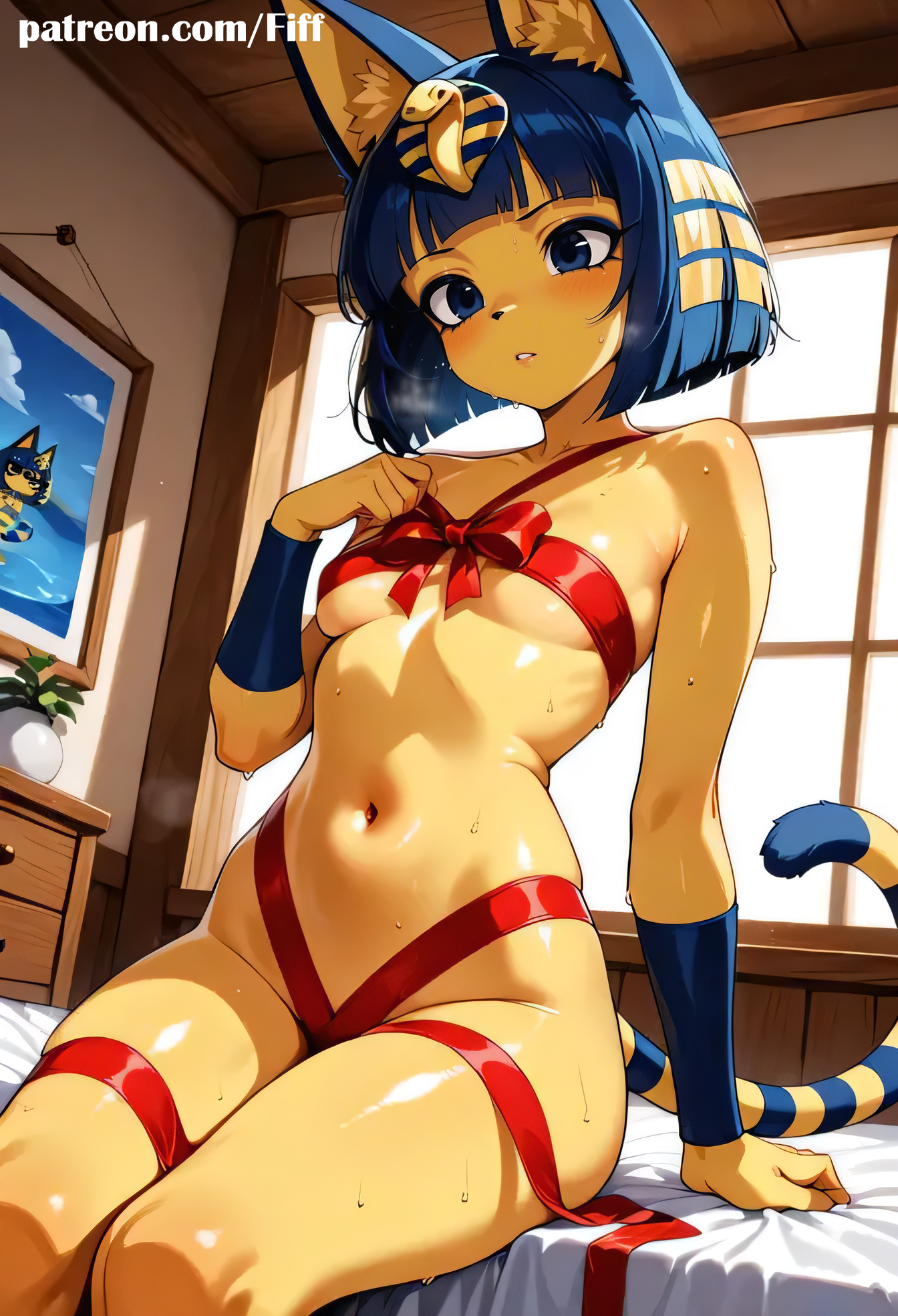 1girls, ai generated, animal crossing, ankha, ankha (animal crossing), ass, ass focus, dripping, feet, female, female only, fiff, from bottom to top, furry, furry female, furry only, highres, naked, nude, paws, pov, presenting, presenting pussy, pussy, showing off, showing pussy, small breasts, smiling, solo, stretching anus, sweat, tail