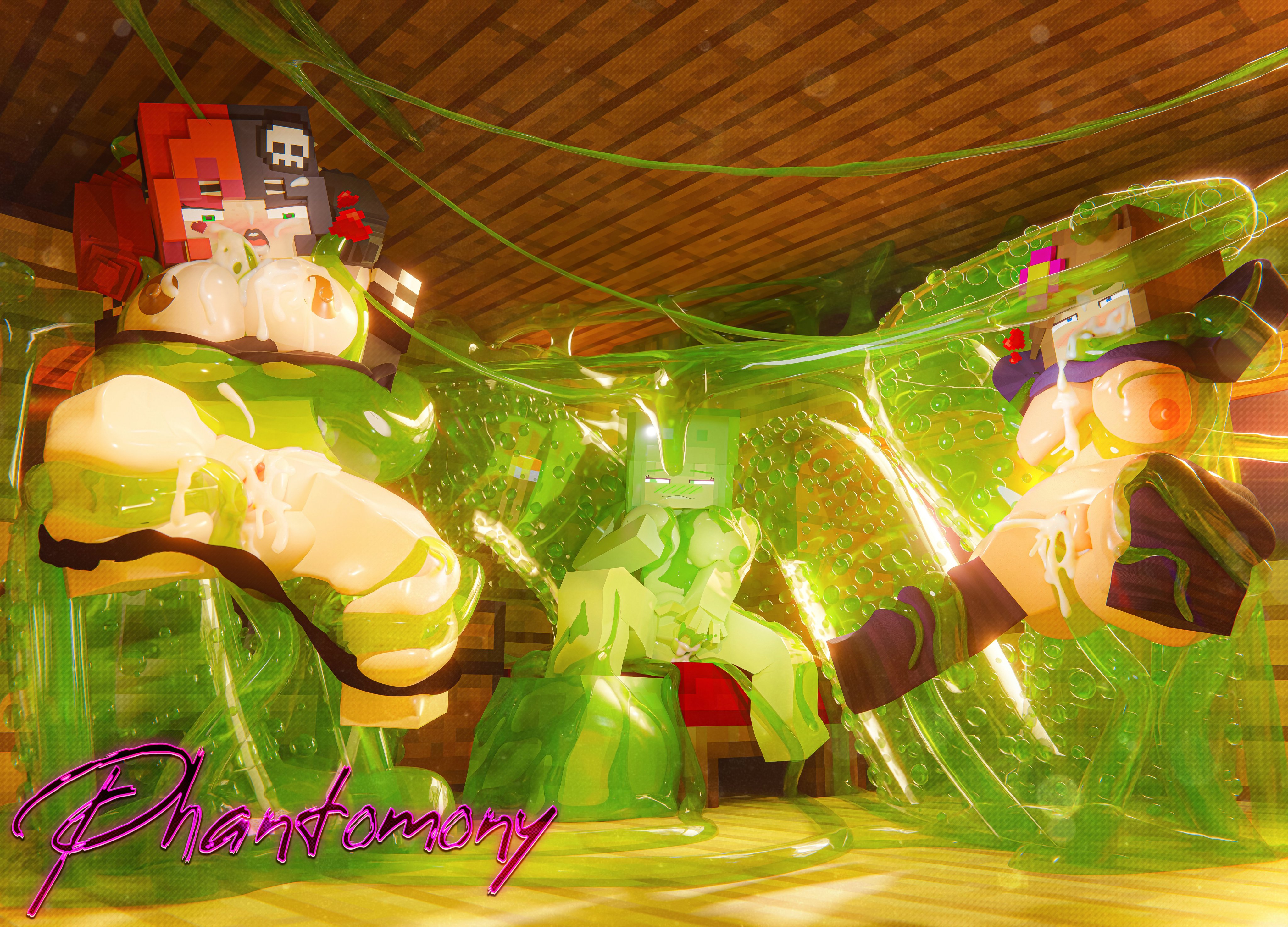 alternate version available, cum, cum alt, cum in mouth, cum in pussy, cum inside, cum on breasts, ellie walls (odysseyellie), fingering, jenny belle (slipperyt), jilling off, masturbating, masturbation, minecraft, phantomony, slime, slime (minecraft), tagme, tentacle sex