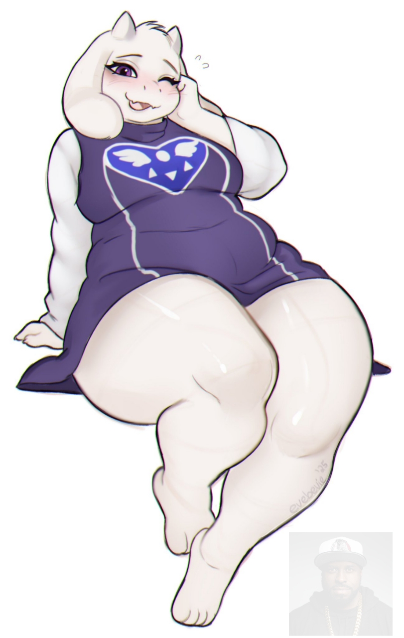 cute, deltarune, deltarune (symbol), dj funk flex, dj swamp izzo, is it, ithink, playboi carti, pose, purple eyes, sfw, slightly chubby, toriel, undertale, undertale (series), white background, white fur