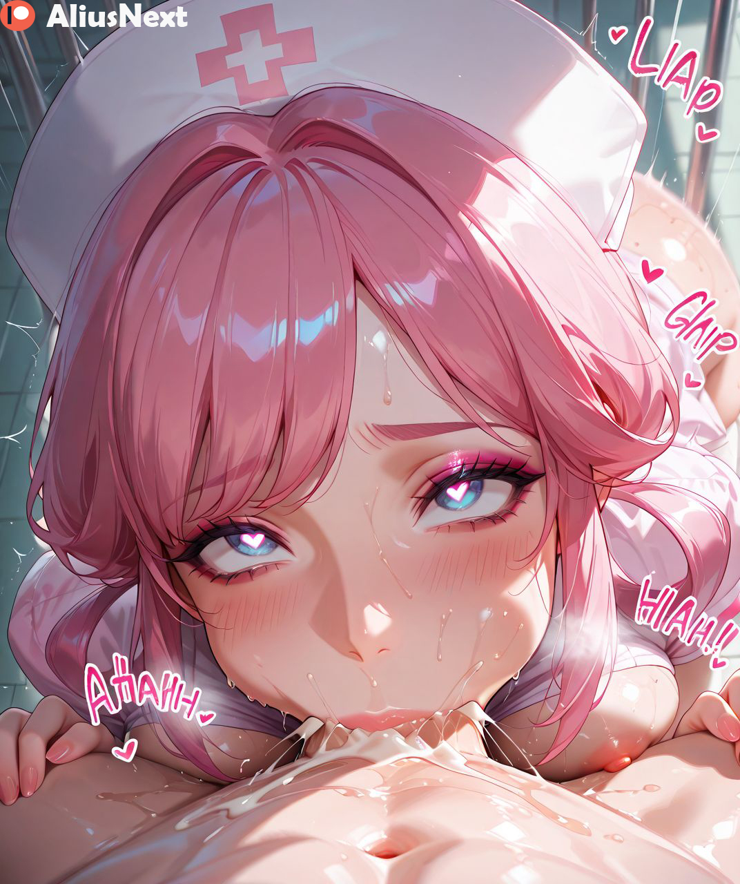 1girls, ai generated, aliusnext, ass, big ass, big breasts, blue hair, breasts, cum, cum in mouth, deepthroat, fellatio, female, heart-shaped pupils, hi res, high quality, high resolution, highres, huge ass, huge breasts, huge cock, light skin, light-skinned female, light-skinned male, lingerie, loving it, male, massive ass, massive breasts, mature, mature female, nurse, nurse cap, nurse joy, nurse uniform, oc, oral, oral penetration, oral sex, patreon, penis, penis in mouth, pink hair, pokemon, pov, pov eye contact, stockings, swallowing, swallowing cum, sweat, sweatdrop, sweating, sweaty, sweaty body, sweaty breasts, thick, thick ass, thick hips, thick legs, thick lips, thick thighs, white stockings