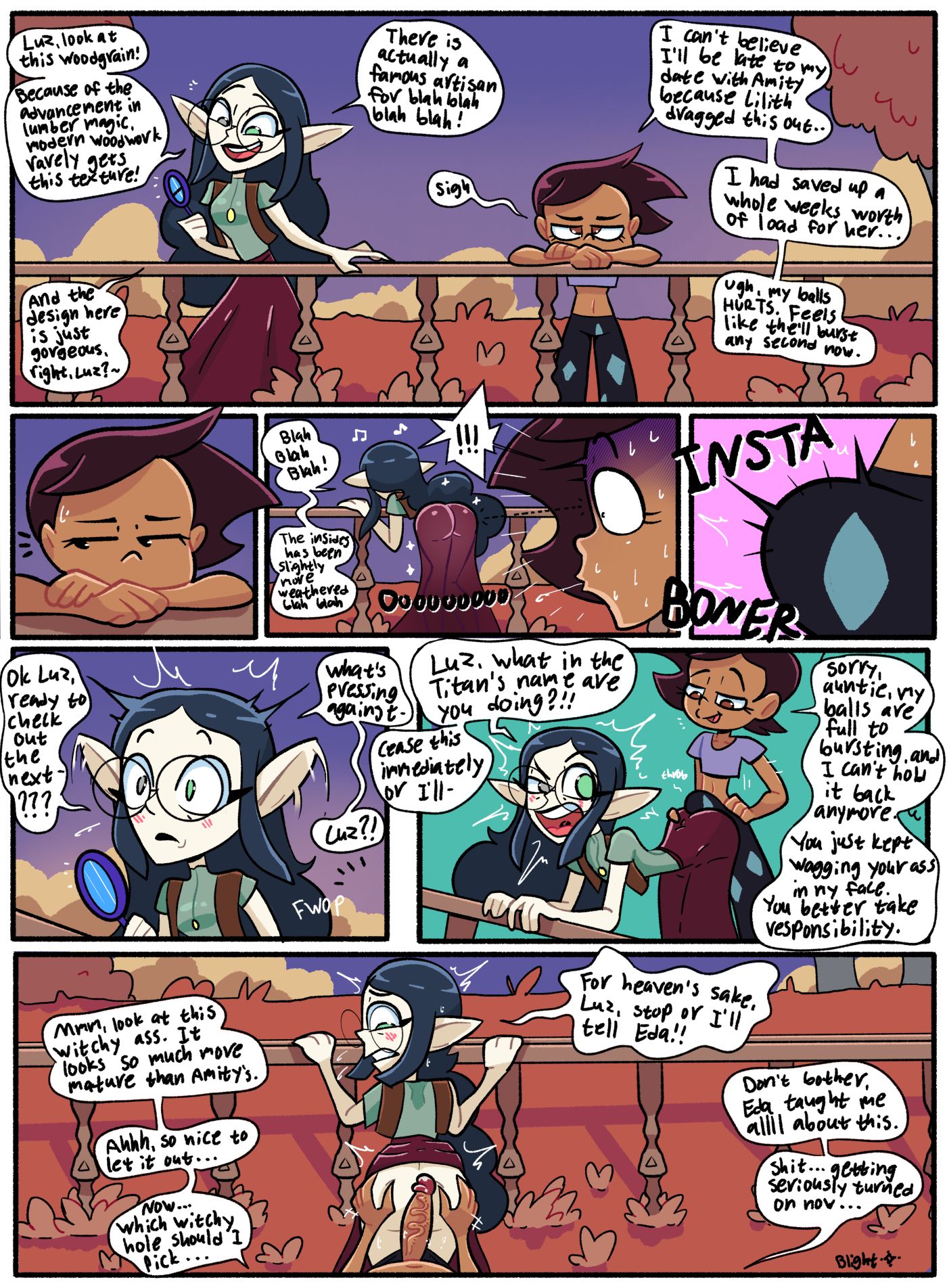 1futa, 1girls, age difference, angry, ass, ass grab, assjob, aunt, aunt and niece, balls, black hair, blightstar, breasts, brown eyes, brown hair, buttjob, dark skin, dark-skinned futa, dialogue, doggy style, english text, erection under clothes, female, futa on female, futa/female, futanari, grabbing, grabbing another's ass, grabbing ass, grabbing from behind, green eyes, huge cock, imminent rape, imminent sex, interracial, intersex, light skin, light-skinned female, lilith clawthorne, looking at penis, looking at viewer, luz noceda, medium hair, nipples, nude, nude futa, open mouth, penetration, penis, pointy ears, rape, sitting, size difference, small breasts, speech bubble, sweat, testicles, text, the owl house, vein, veins, veiny, veiny penis