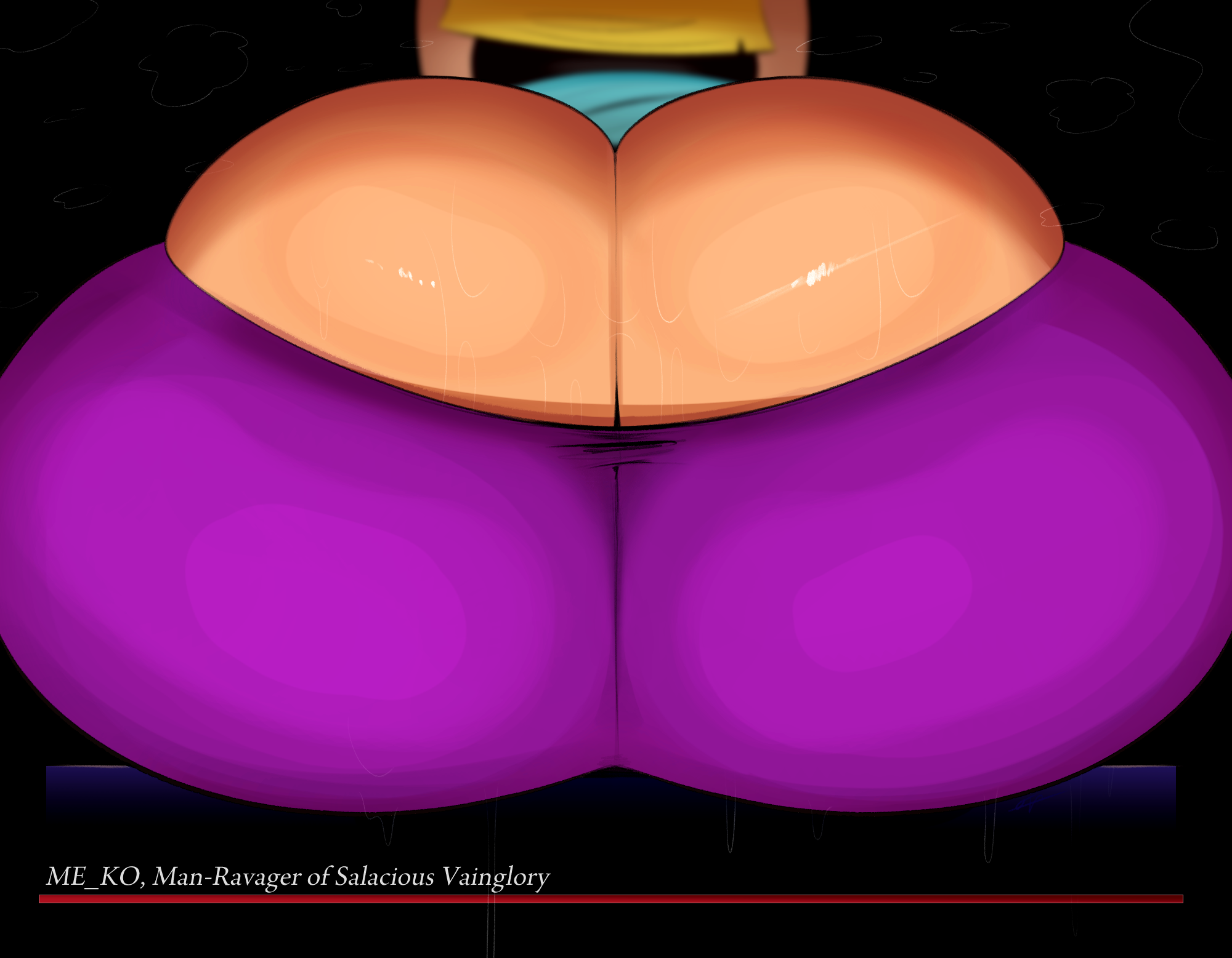 1girls, about to burst, artist name, ass, ass bigger than head, ass cleavage, ass close-up, ass closeup, ass crack, ass focus, ass too big, backside, barely contained, barely contained ass, barely fits, big ass, big butt, bursting butt, butt, butt close-up, butt crack, butt focus, close up, close up ass, close up view, close-up, close-up ass, closeup, closeup view, clothed, clothing, english text, female, female only, glitch techs, health bar, huge ass, huge butt, imminent wardrobe malfunction, inconvenient ass, inconvenient butt, miko kubota, netflix, nickelodeon, no underwear, ota (artist), pants, rear view, revealing clothes, shirt, signature, sweat, sweatdrop, sweaty ass, sweaty butt, text, tight clothes, tight clothing, tight fit, tight pants, too tight, undersized clothes, undersized clothing, wardrobe malfunction