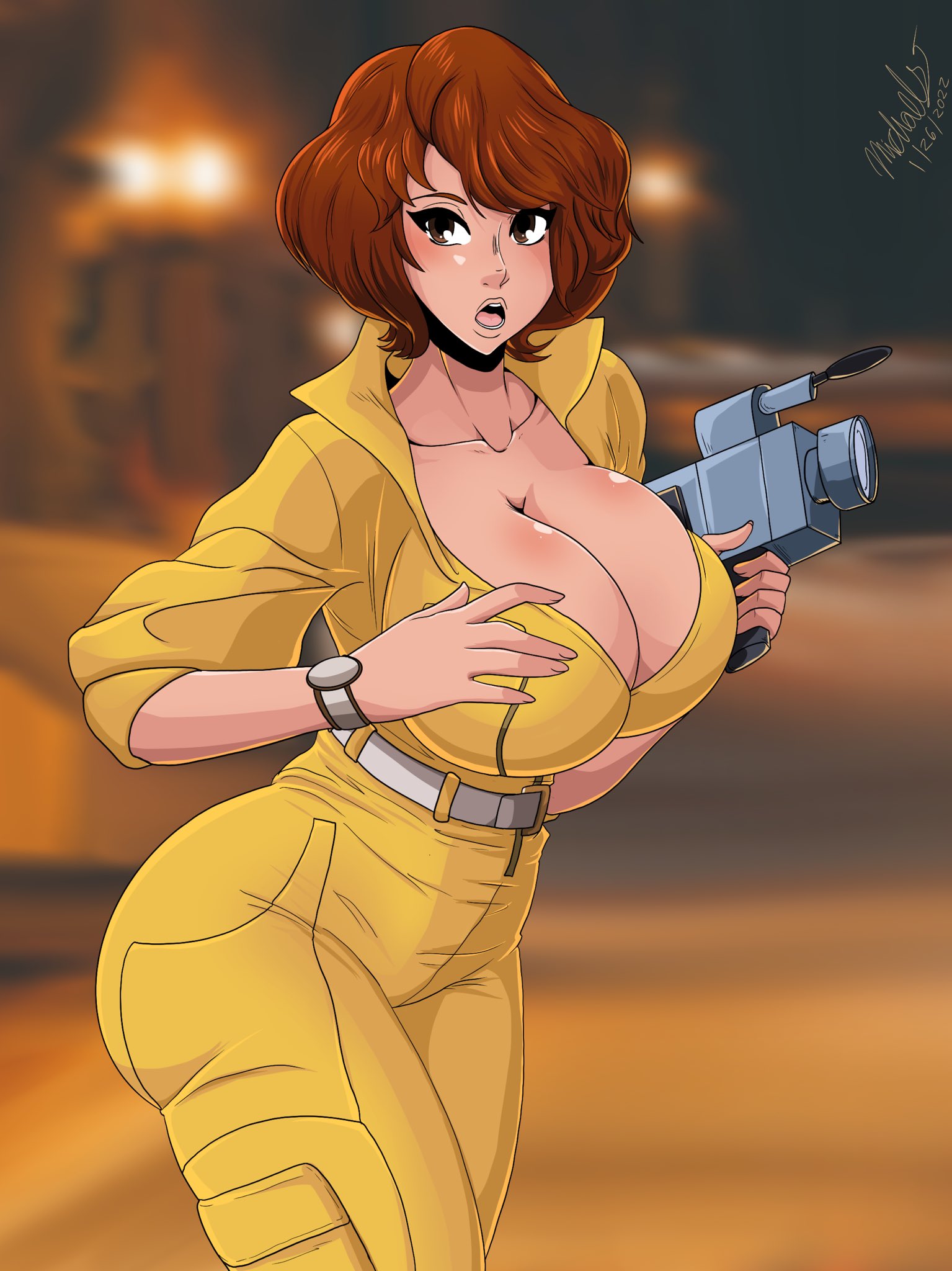 1girls, april o'neil, april o'neil (tmnt 1987), ass, belt, big ass, big breasts, breasts, bust, busty, camera, chest, clothing, curvaceous, curvy, curvy figure, digital media (artwork), electronics, female, hips, hourglass figure, huge ass, huge breasts, human, large ass, large breasts, legs, mature, mature female, ninja-8004, pale skin, slim waist, teenage mutant ninja turtles, thick, thick hips, thick legs, thick thighs, thighs, tmnt, tmnt 1987, voluptuous, waist, wide hips, wristwear