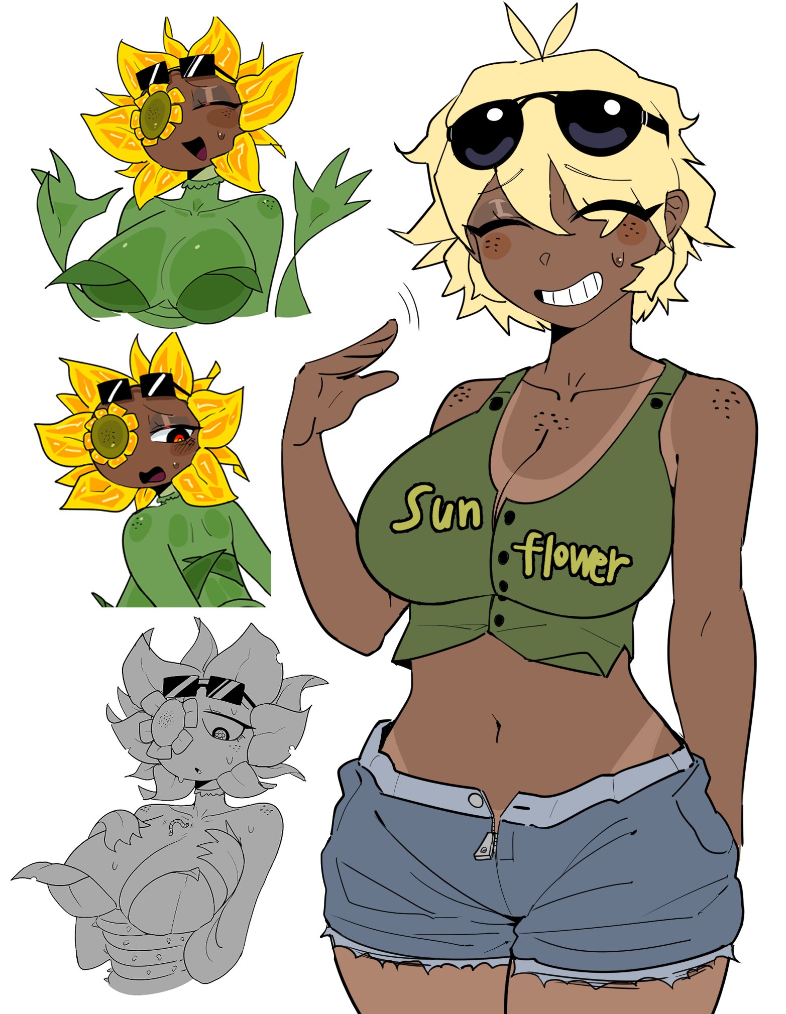 1girls, aaskawl, anthro, anthrofied, ass, breasts, female, flora fauna, plant, plant girl, plant humanoid, plantie, plants vs zombies, plants vs. zombies, popcap games, pussy, solar flare (pvz), sunflower (pvz)