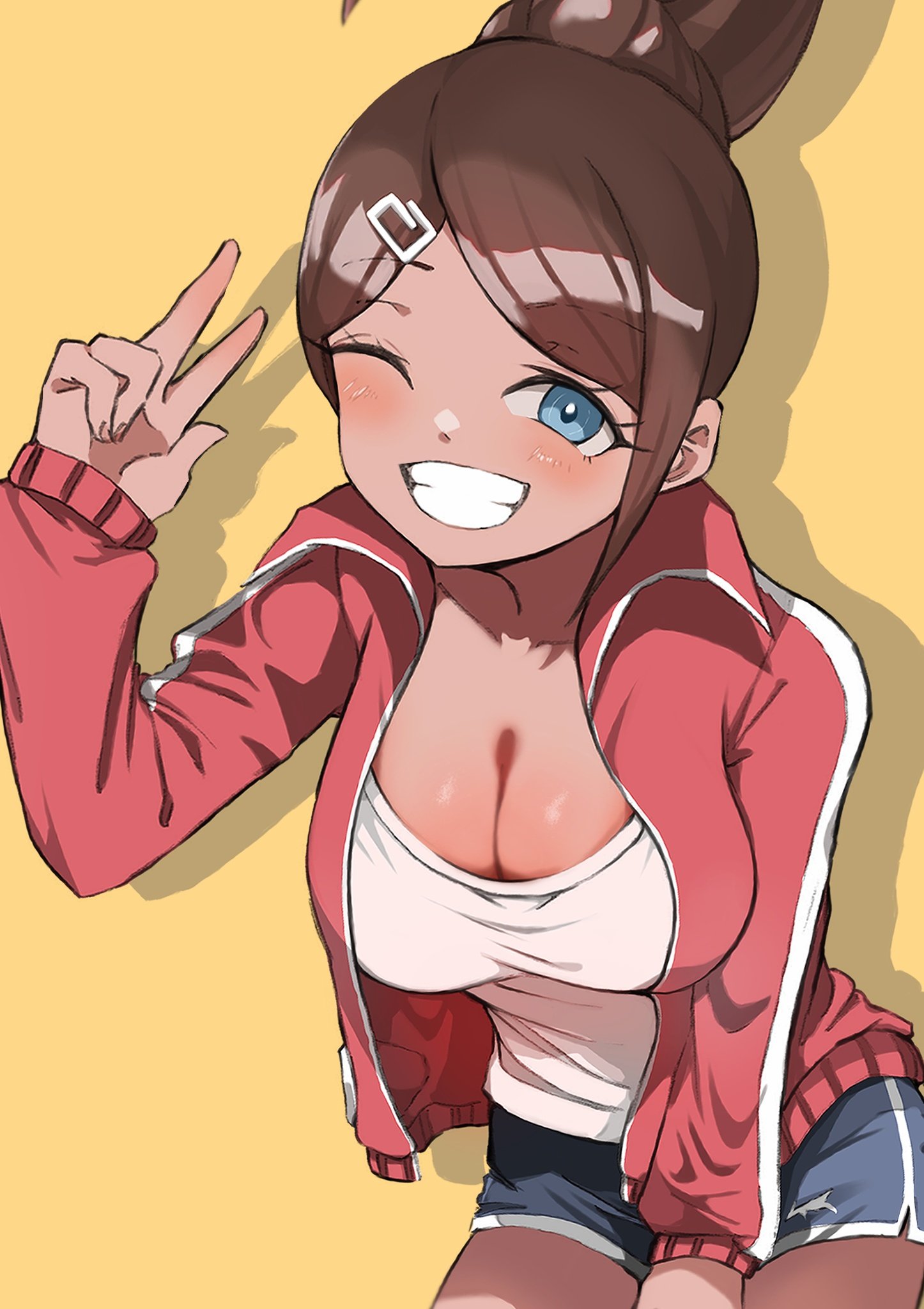 1girls, asahina aoi, big breasts, breasts, dadadaeki00, danganronpa, dark skin, dark-skinned female, female, female only, posing, solo