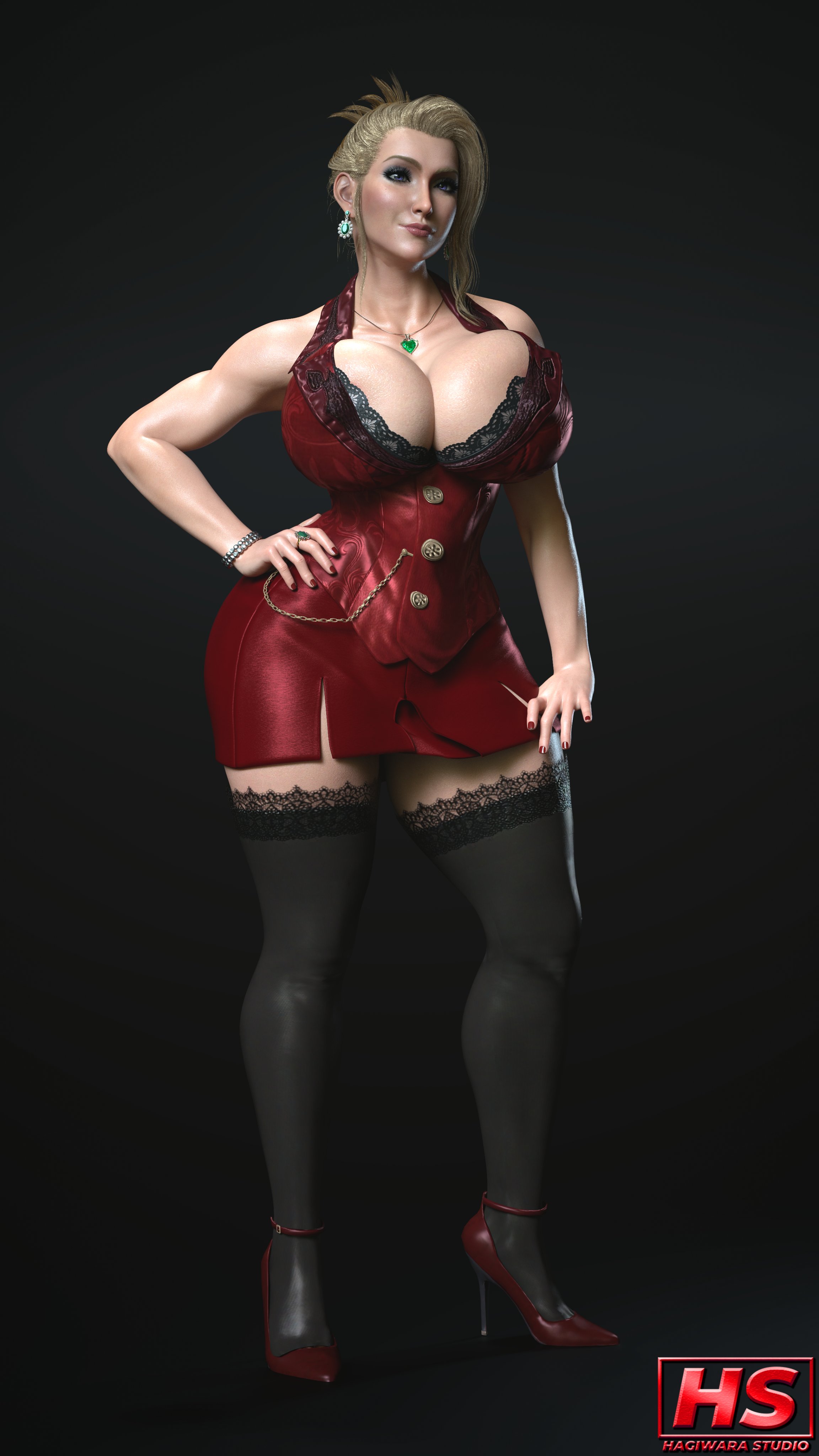 1girls, 3d, ass, big ass, big breasts, blonde female, blonde hair, blonde-haired female, breasts, female, female focus, female only, final fantasy, final fantasy vii, final fantasy vii remake, hagiwara studio, large boobs, large breasts, light skin, light-skinned female, looking at viewer, mature, mature female, milf, scarlet (ffvii), solo, solo female, solo focus