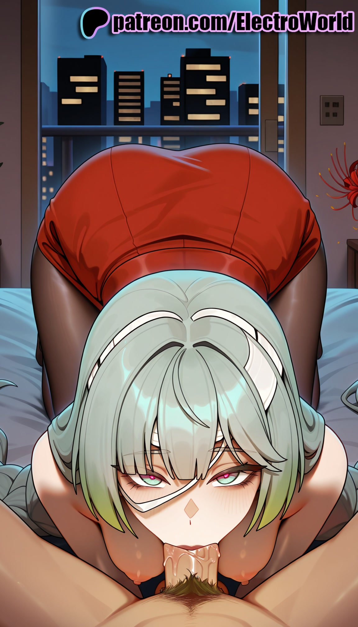 :>=, 1boy, 1girls, 2025, ai generated, artist name, ass, blowjob, blowjob face, breasts, bust, chest, cock, dick, duo, electroworld, exposed nipples, fellatio, female, heart-shaped pupils, hi res, high quality, high resolution, highres, licking, light-skinned female, looking at viewer, male, multiple fellatio, nipples, nipples outside, oral, oral sex, pantyhose, patreon, patreon username, penis, phrolova (wuthering waves), pov, pubic hair, short hair, stable diffusion, straight, sucking, symbol-shaped pupils, threesome, watermark, wuthering waves