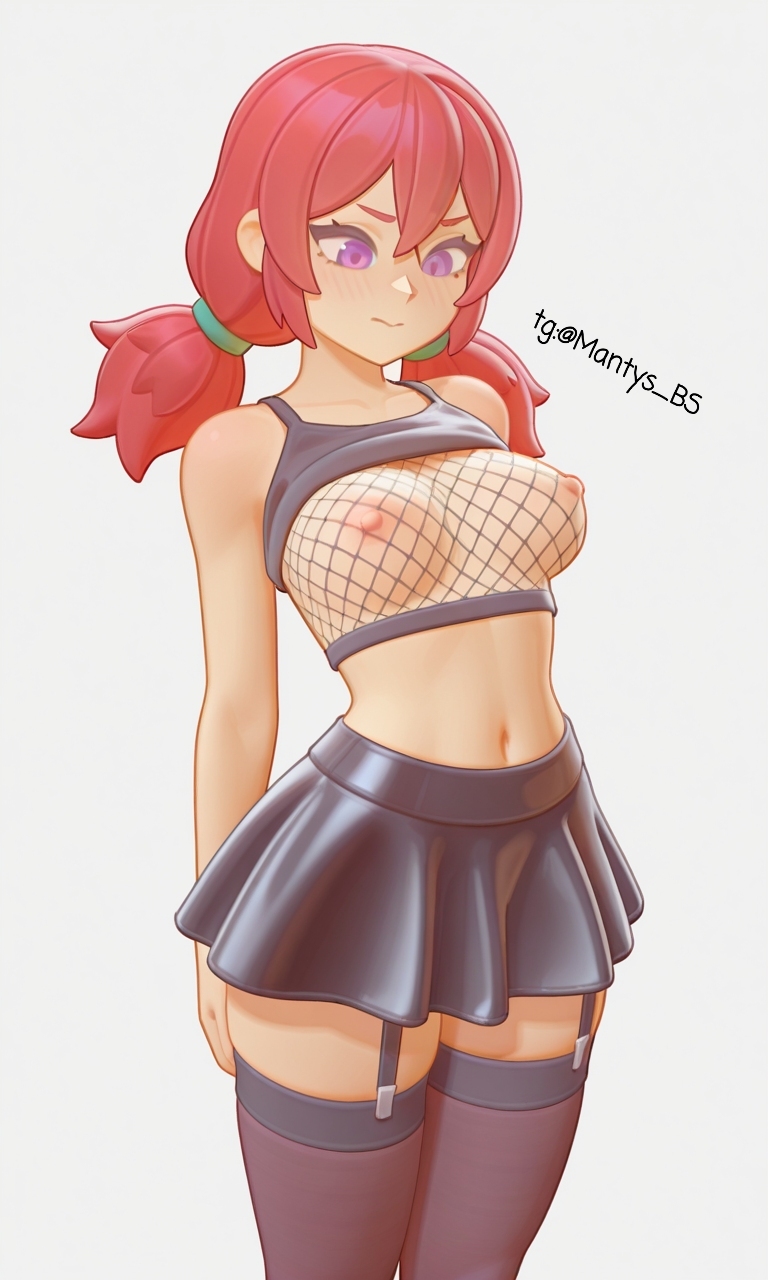 ai, ai art, ai generated, brawl stars, female, jessie (brawl stars), latex, latex skirt, tagme