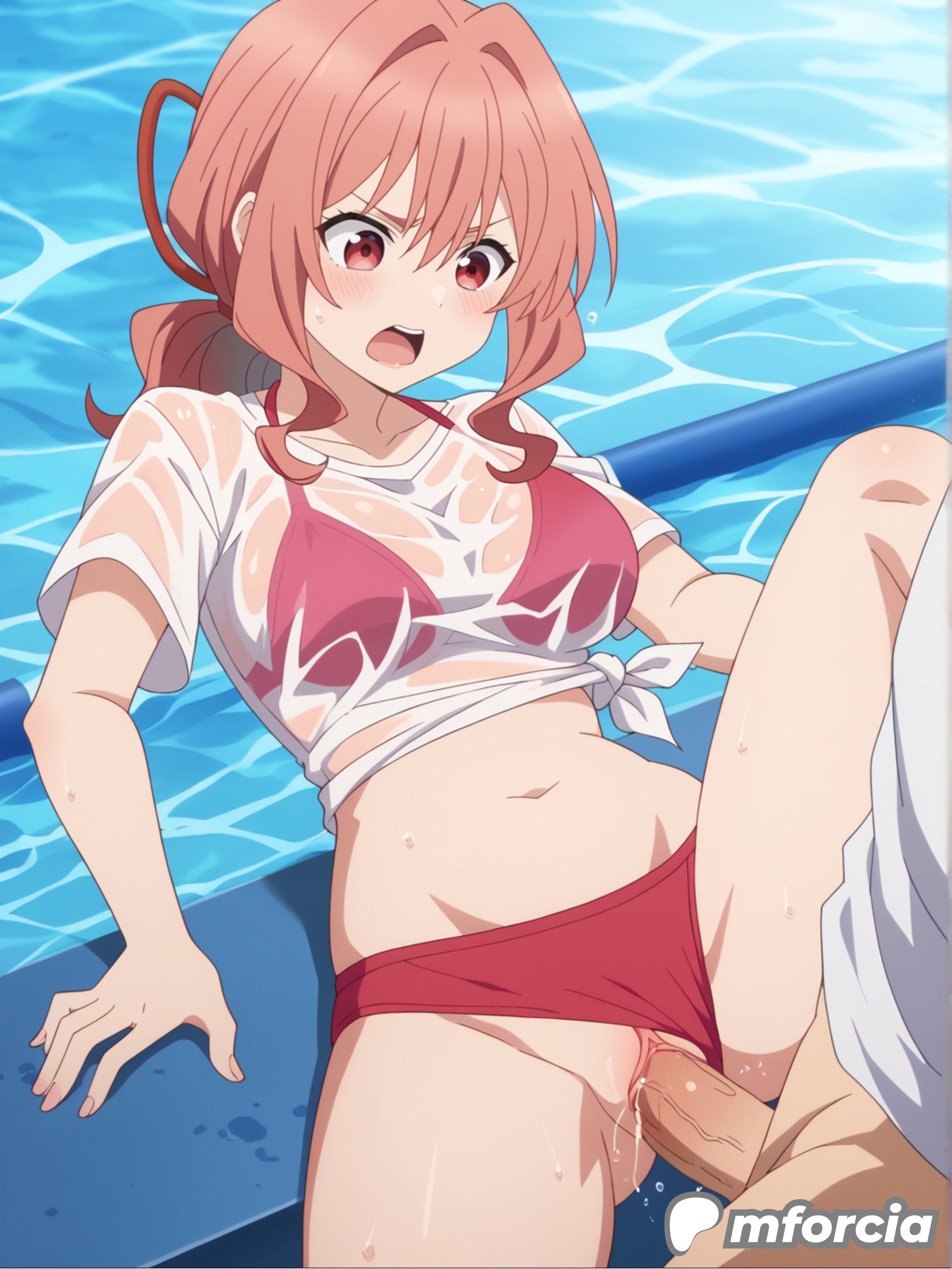 1girls, ai generated, amagami yuna, amagami-san chi no enmusubi, anime, bikini, breasts, clothed sex, female, large breasts, mforcia, pussy, red eyes, red hair, sex, uncensored, vagina, vaginal penetration, vaginal sex
