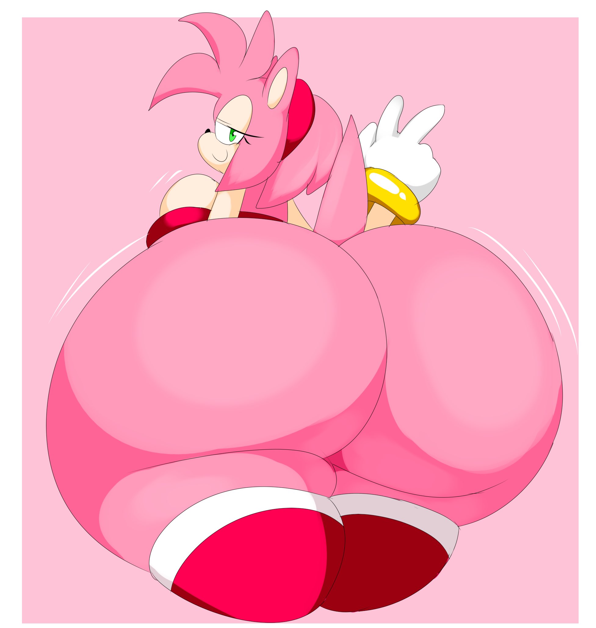 1girls, amy rose, anthro, ass, ass bigger than head, big ass, denizen1414, female, female only, huge ass, looking at viewer, pink hair, sonic (series), sonic the hedgehog (series)