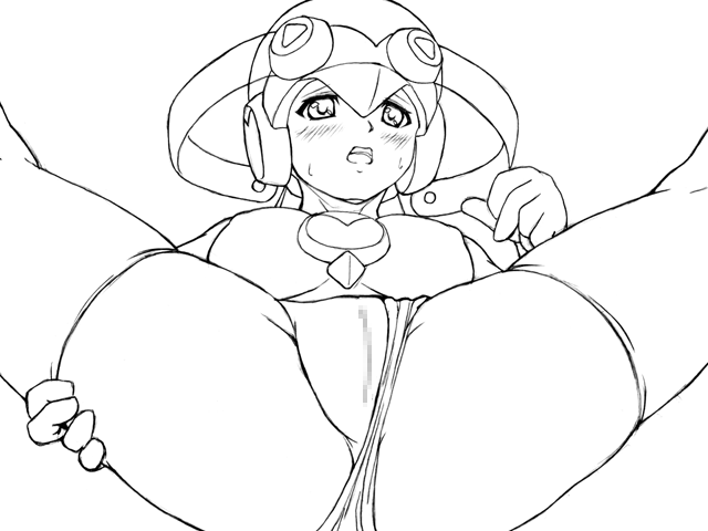 girutaabo hagane_(artist) mega_man mega_man_battle_network monochrome pussy roll.exe spread_legs tagme