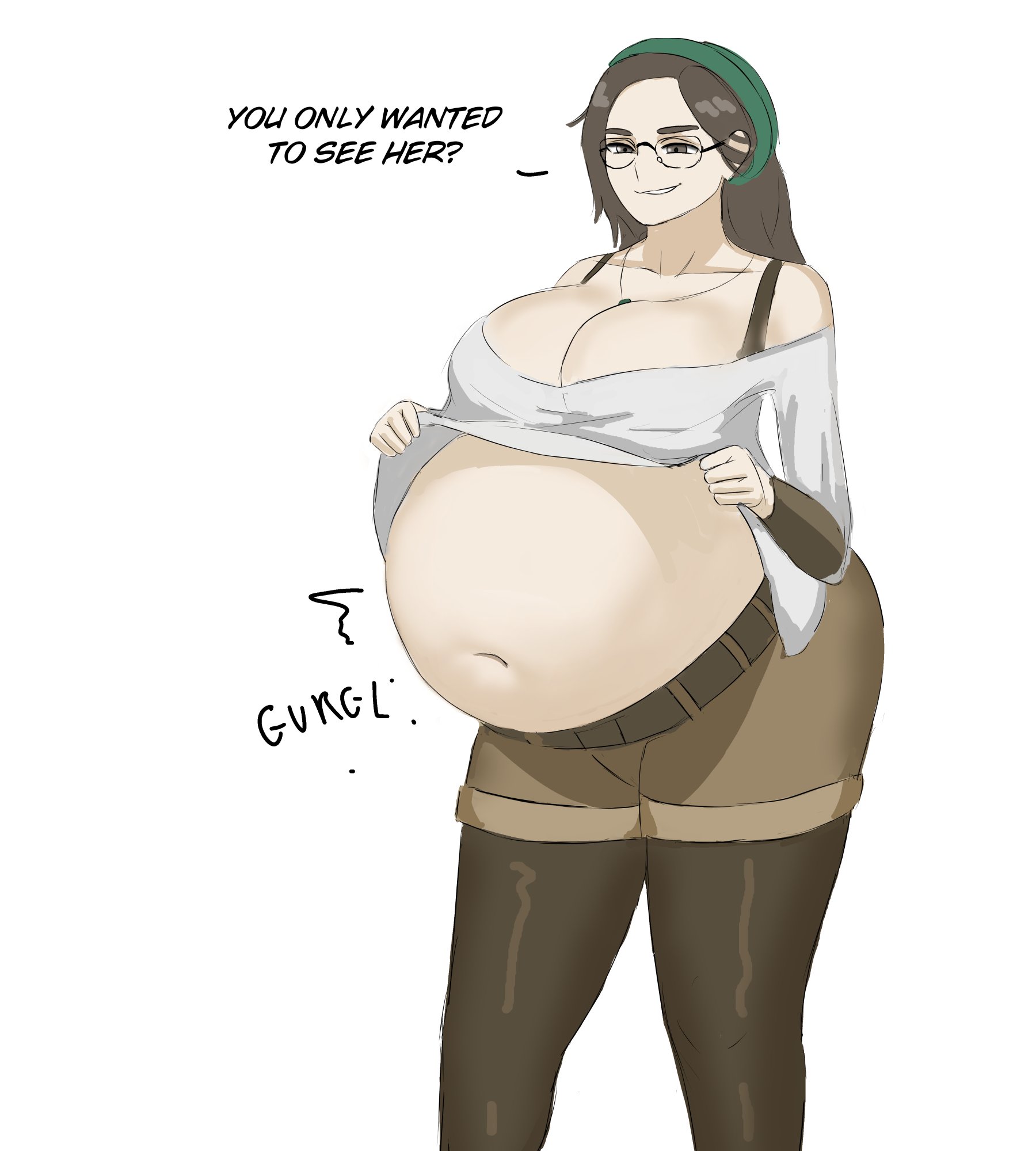 big belly, big breasts, breasts, ezkerbkun, female, tagme, vore