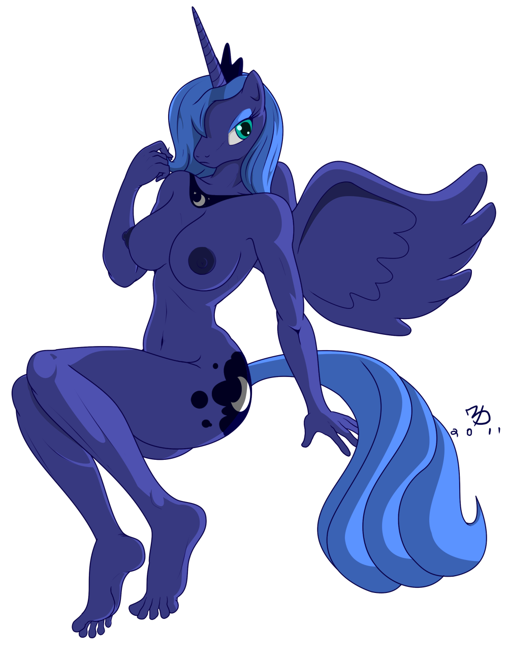 2011 alpha_channel anthro blue blue_eyes blue_hair blue_nipples breasts equine female friendship_is_magic hair hindpaw horn horse long_hair moon my_little_pony navel nipples nude paws pegacorn pegasus pony princess_luna_(mlp) sitting smooth_skin solo tail thighs toes unicorn wings zp92