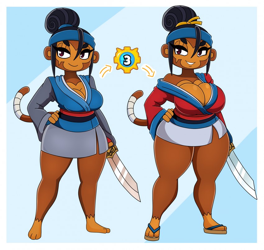 anthro ass_expansion bloons_tower_defense breast_expansion busty busty_female cleavage curvy female female_only hip_expansion monkey monkey_girl primate sauda thick_thighs urusee584 wide_hips
