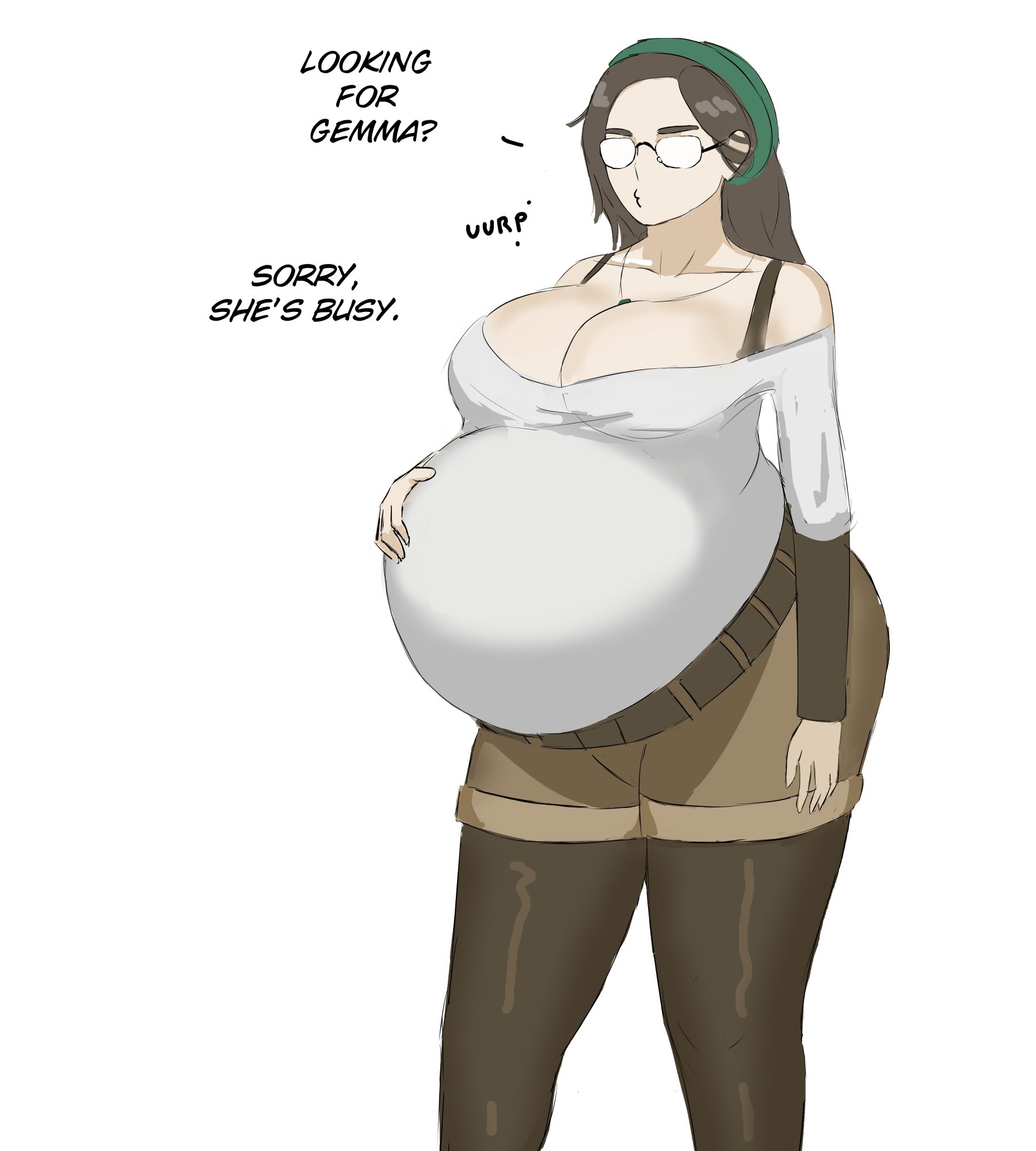 big belly, big breasts, breasts, ezkerbkun, female, tagme, vore