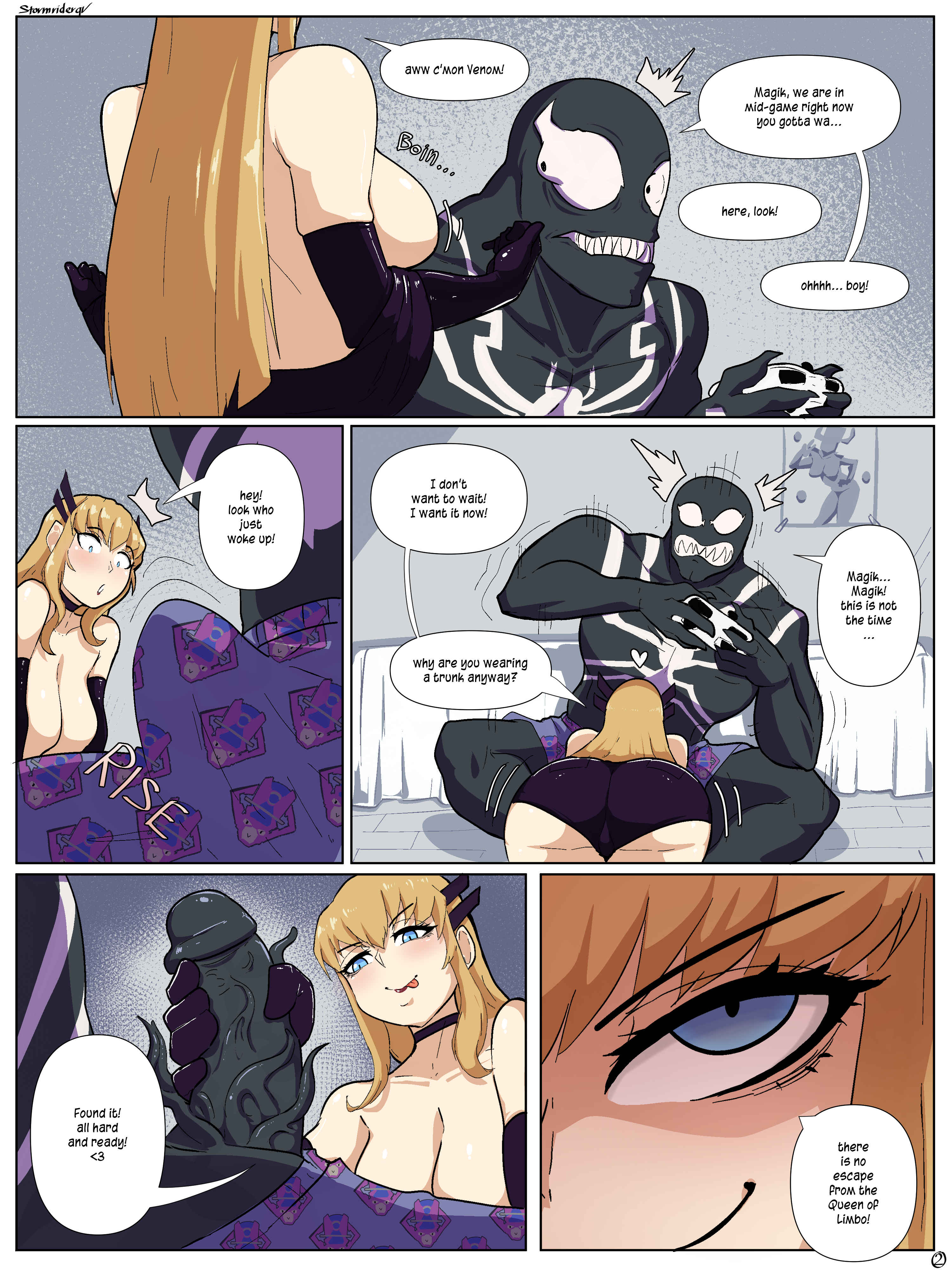 1boy, 1girls, eddie brock, female, magik (illyana rasputin), magik (marvel rivals), male, marvel, marvel comics, marvel rivals, page 2, peak fiction, spider-man (series), stormrider, stormriderqv, venom (marvel rivals), venom (marvel), x-men