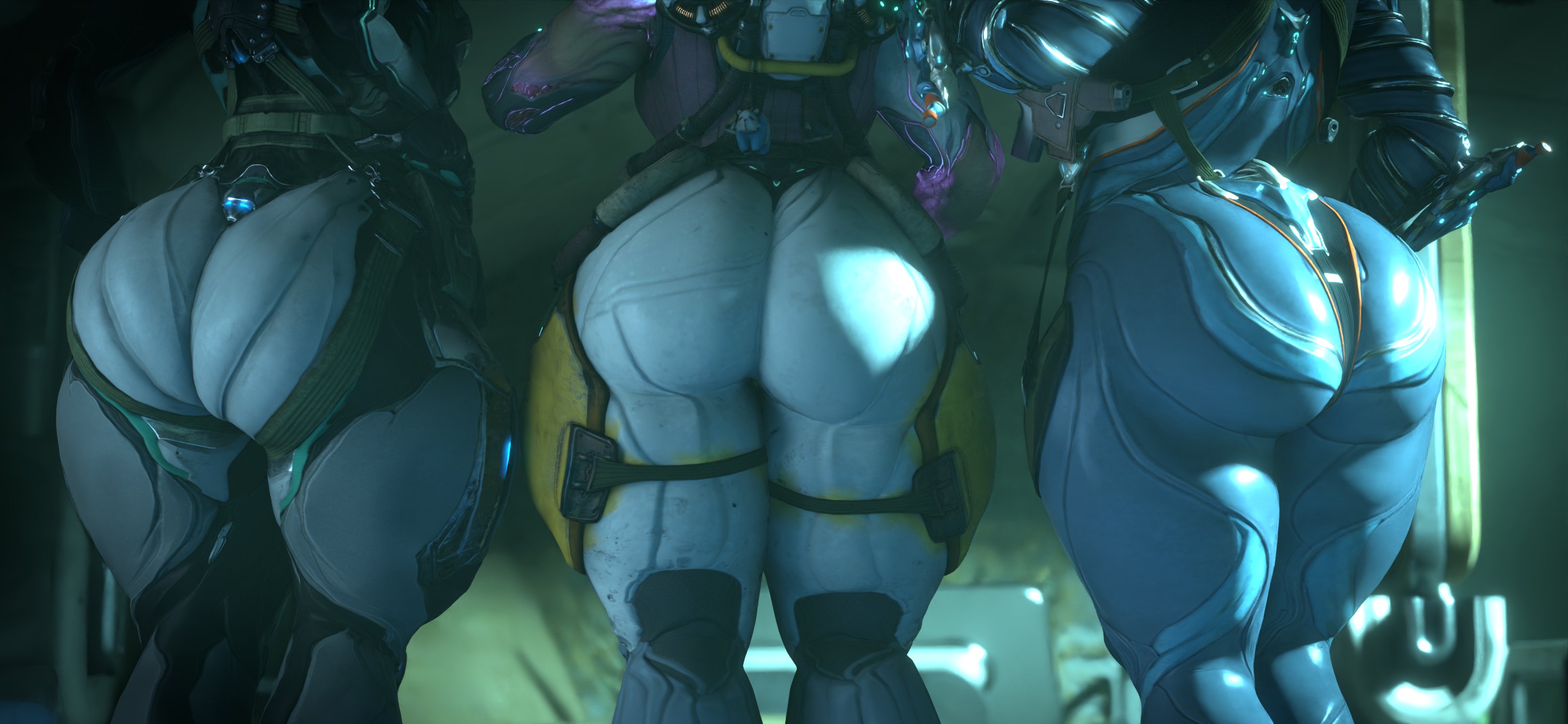 3d, 3girls, aoi morohoshi, coolmaster98, eleanor nightingale, fat ass, female, huge ass, kaya velasco (warframe), mag (warframe), nova (warframe), nyx (warframe), protoframe, thick ass, thick thighs, warframe