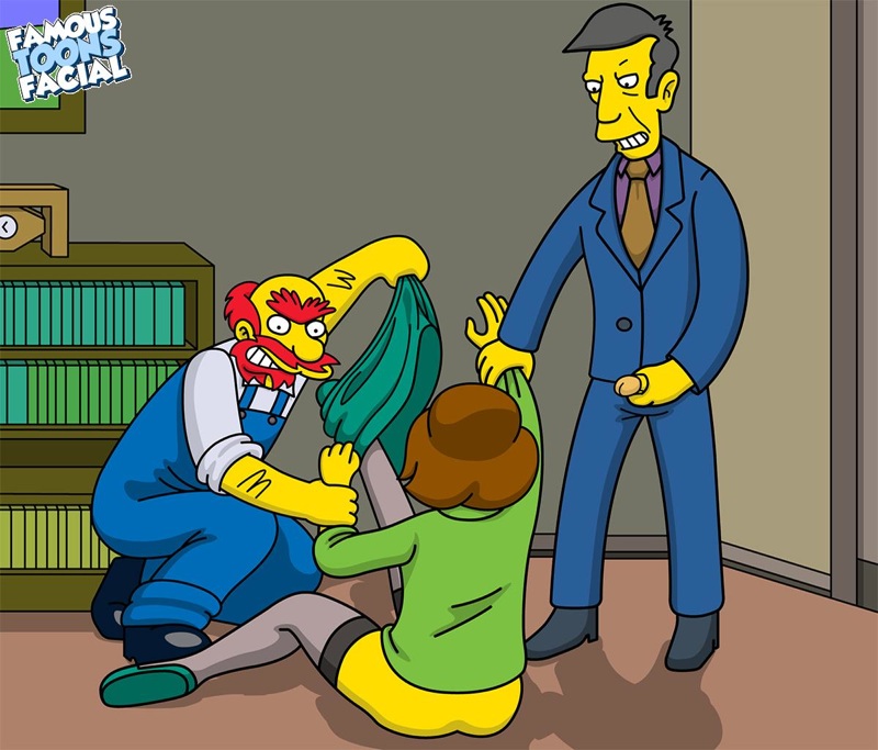 20th_century_studios accurate_art_style edna_krabappel famous-toons-facial female groundskeeper_willie human male seymour_skinner the_simpsons yellow_body yellow_skin