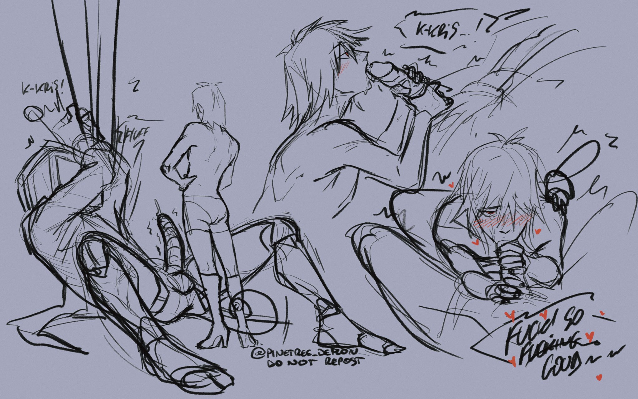 blowjob, deltarune, deltarune chapter 3, femboy, gay, gay sex, heart, huge size difference, kris (deltarune), male, penis, pinetree demon, robot, size difference, sucking penis, tenna (deltarune), tv head, yaoi