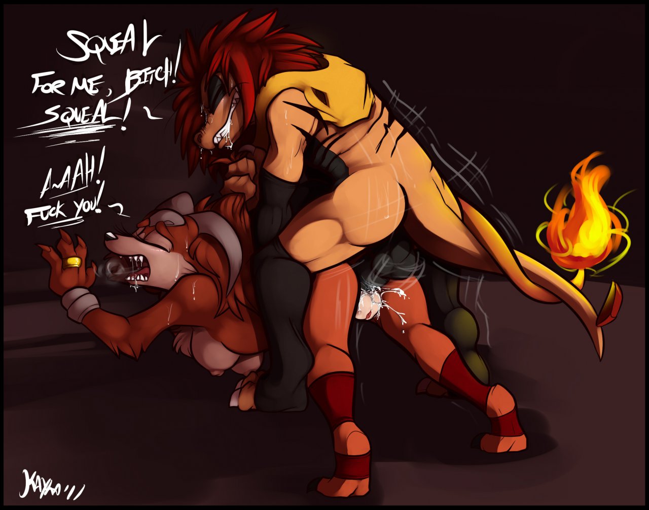 anthro breasts color cum female fire fur furry houndoom insertion interspecies male mel_the_hybrid nipples nude penis pokemon scrafty sex straight tagme tail tail_fire