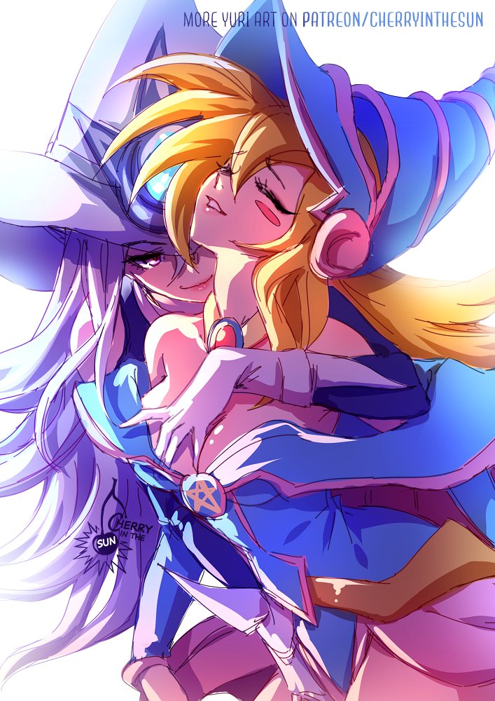 black magician girl, blonde hair, cherryinthesun, clothed sex, dark magician girl, female, silent magician, yu-gi-oh!, yuri