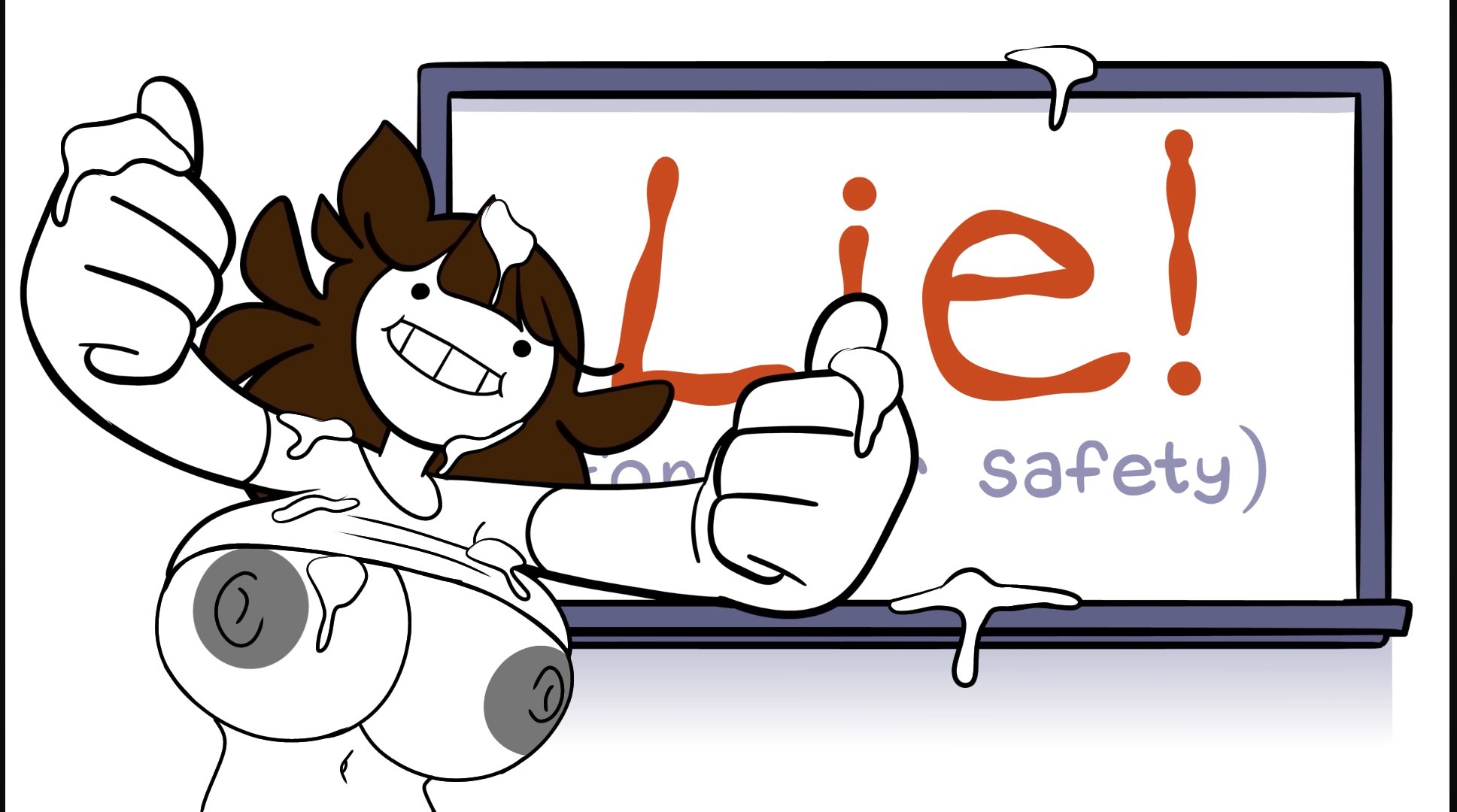 1girls, big breasts, breasts, covered in cum, cum, cum everywhere, cum on body, cum on breasts, cum on face, edit, edited, edited screencap, female, grey nipples, jaiden, jaiden animations, jaidenanimations, k4gevive, lifting shirt, semen, shirt up, solo, solo female, tagme, thumbs up, white board, white void, youtube