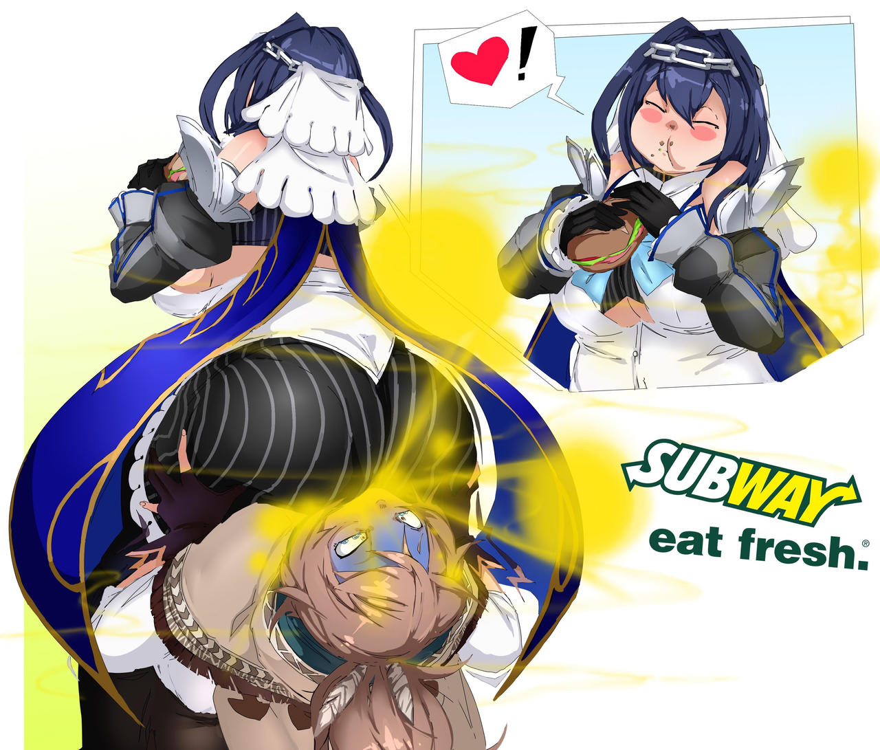facesitting, fart, fart fetish, farting in face, female, female only, femdom, hololive, hololive english, human chair, lazei, ouro kronii, sitting on person, subway (franchise), subway eat fresh (meme), virtual youtuber