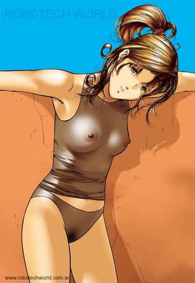 1girls artist_request breasts brown_hair clothing erect_nipples erect_nipples_under_clothes female human large_breasts light-skinned_female light_skin long_hair looking_at_viewer macross misa_hayase panties ponytail pubic_hair see-through see-through_clothing shirt small_breasts solo super_dimension_fortress_macross underwear