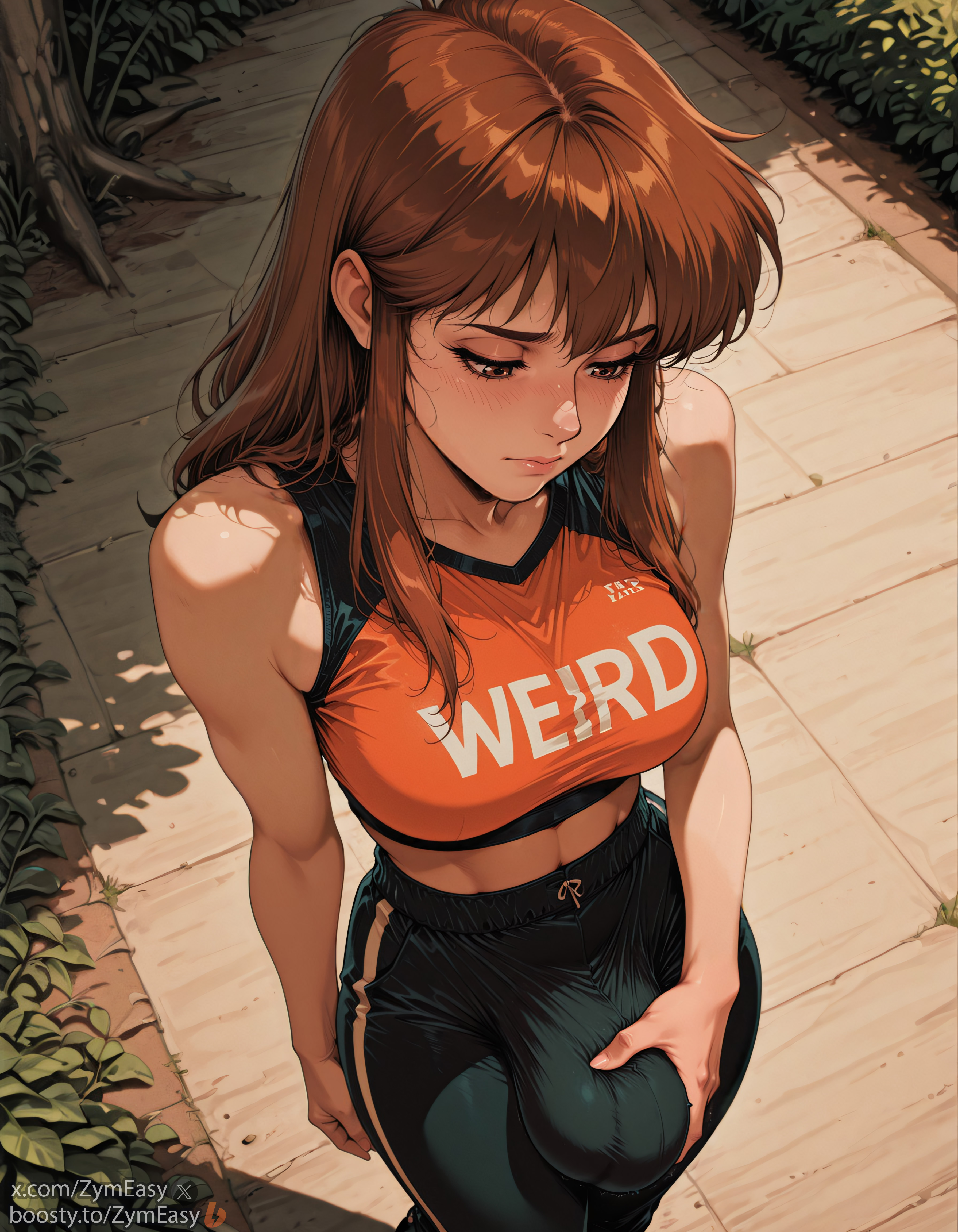 1futa, ai generated, anime style, boosty username, brown eyes, brown hair, bulge, futanari, intersex, leggings, self upload, sportswear, stadium, standing, tight pants, twitter username, zymeasy