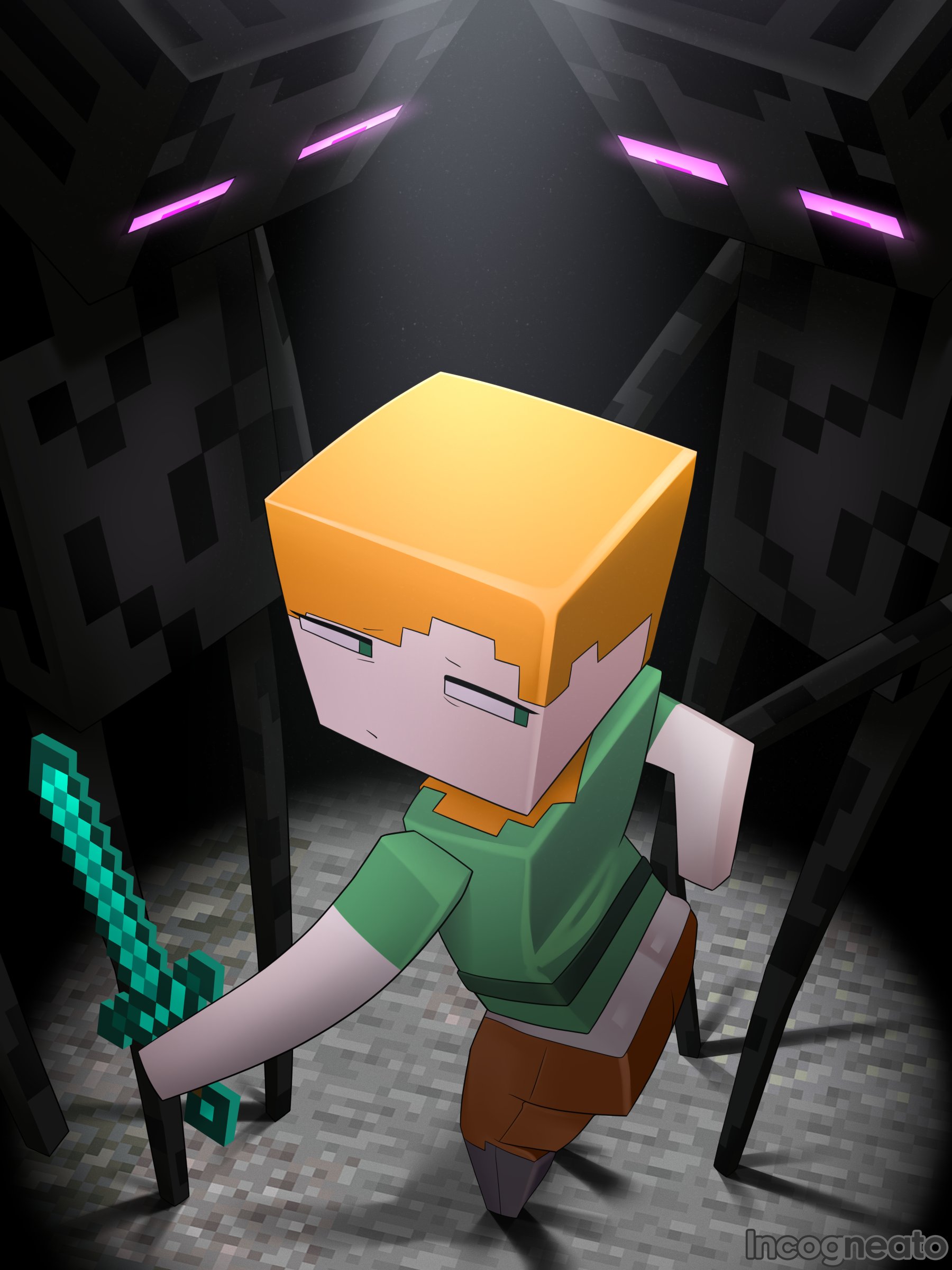 1girls, 2boys, 2boys1girl, alex (minecraft), alternate version at source, alternate version available, ass, ass cleavage, ass crack, ass focus, big ass, bubble ass, bubble butt, butt crack, enderman, fat ass, female, imminent penetration, imminent sex, incogneato, male, minecraft, monster, monster boy, monsterfucker, multiple males, no humans, square ass, square head, thick ass, thick legs, wide thighs