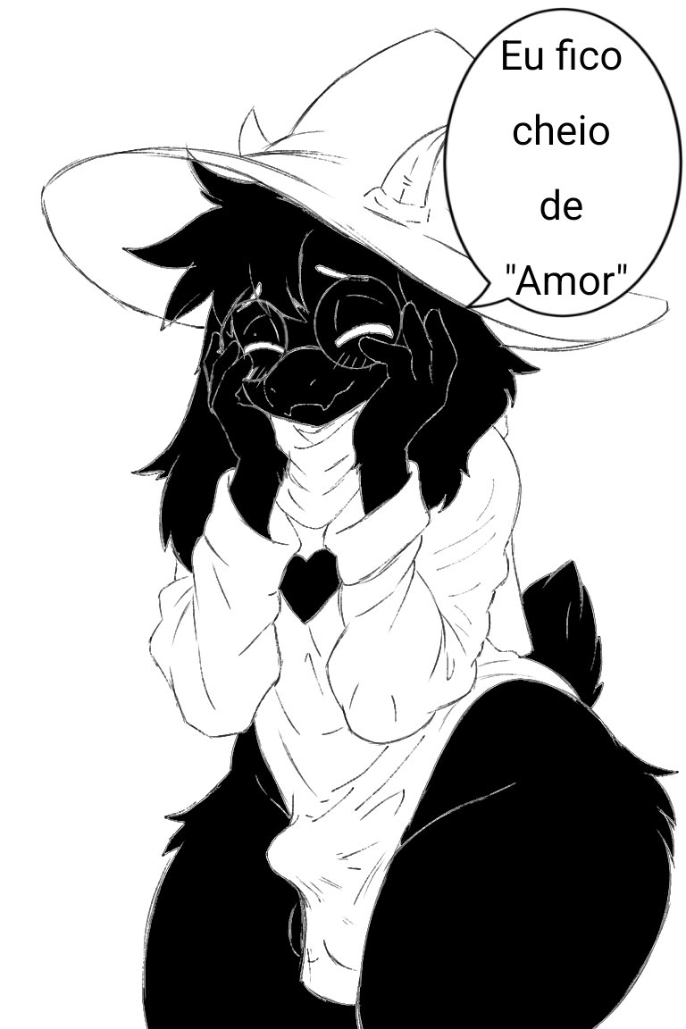 1boy, black and white, bottom heavy, deltarune, erection under clothes, male, male only, monochrome, no background, non-human, non-human only, omega80473, ralsei, ralsei with black fur, snout, solo