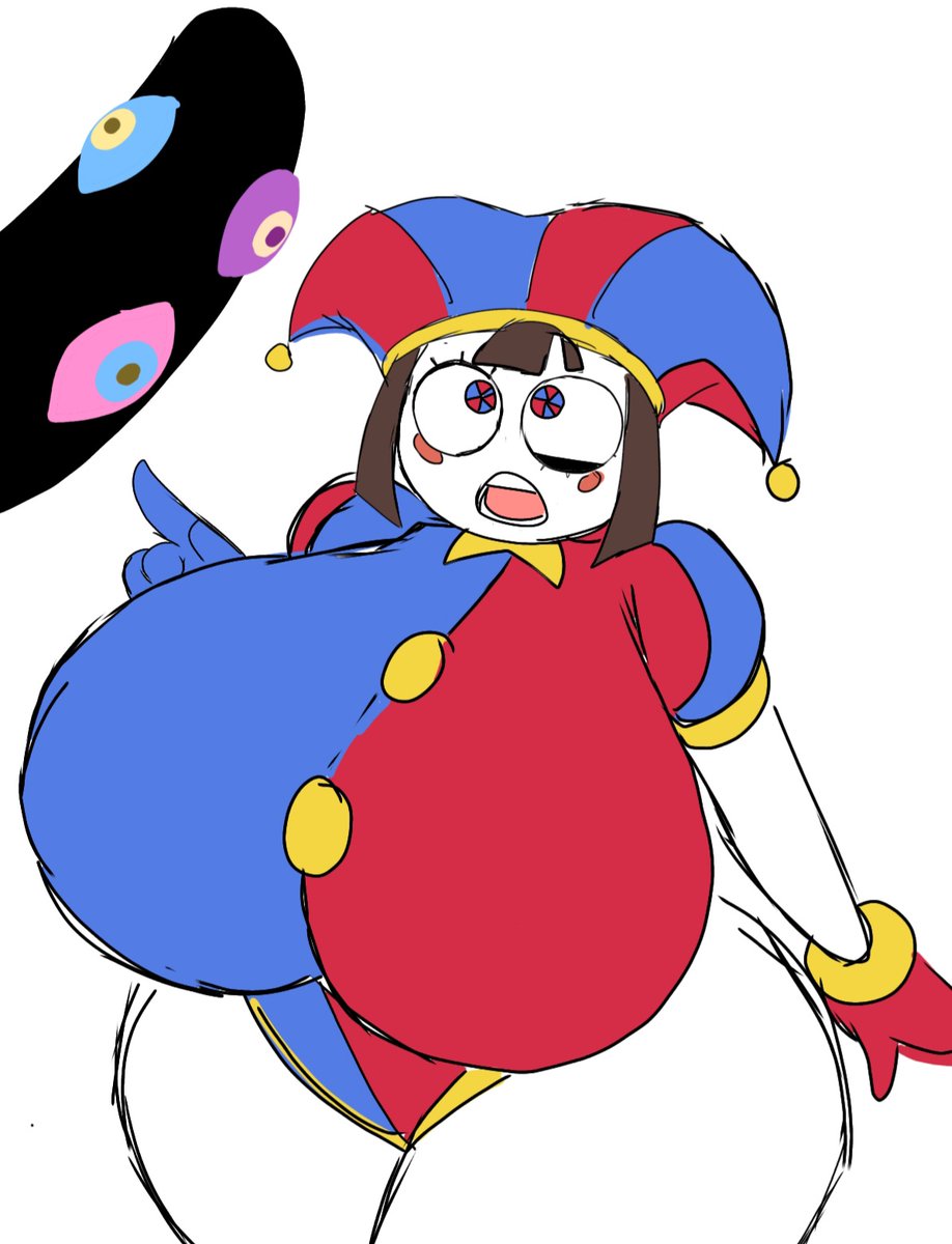 abstraction (the amazing digital circus), big breasts, bimbo, breasts, breasts bigger than head, curvy, female, glitch productions, momiji (artist), pomni (the amazing digital circus), the amazing digital circus, thick thighs