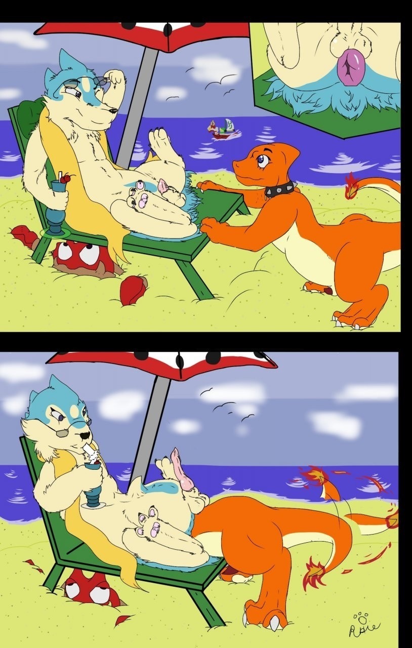 anus ass balls charmeleon color day fire floatzel krabby male male_only multiple_males nintendo no_humans outdoors penis pokemon servo servo117 tail tail_fire yaoi