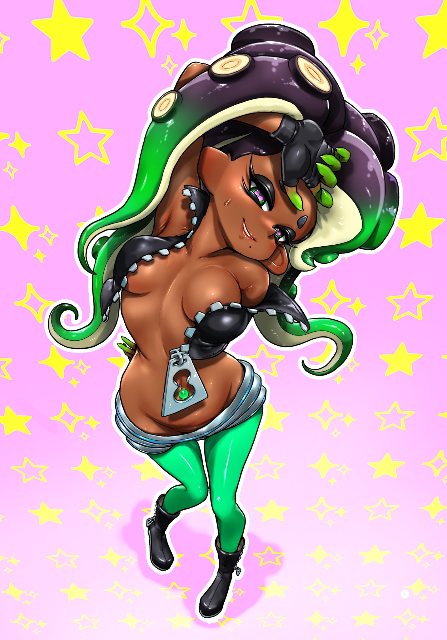 breasts, female, inner sideboob, koharuno2, marina (splatoon), marina ida, octoling, octoling girl, skimpy clothes, splatoon, splatoon (series), splatoon 2, tagme, tentacle hair