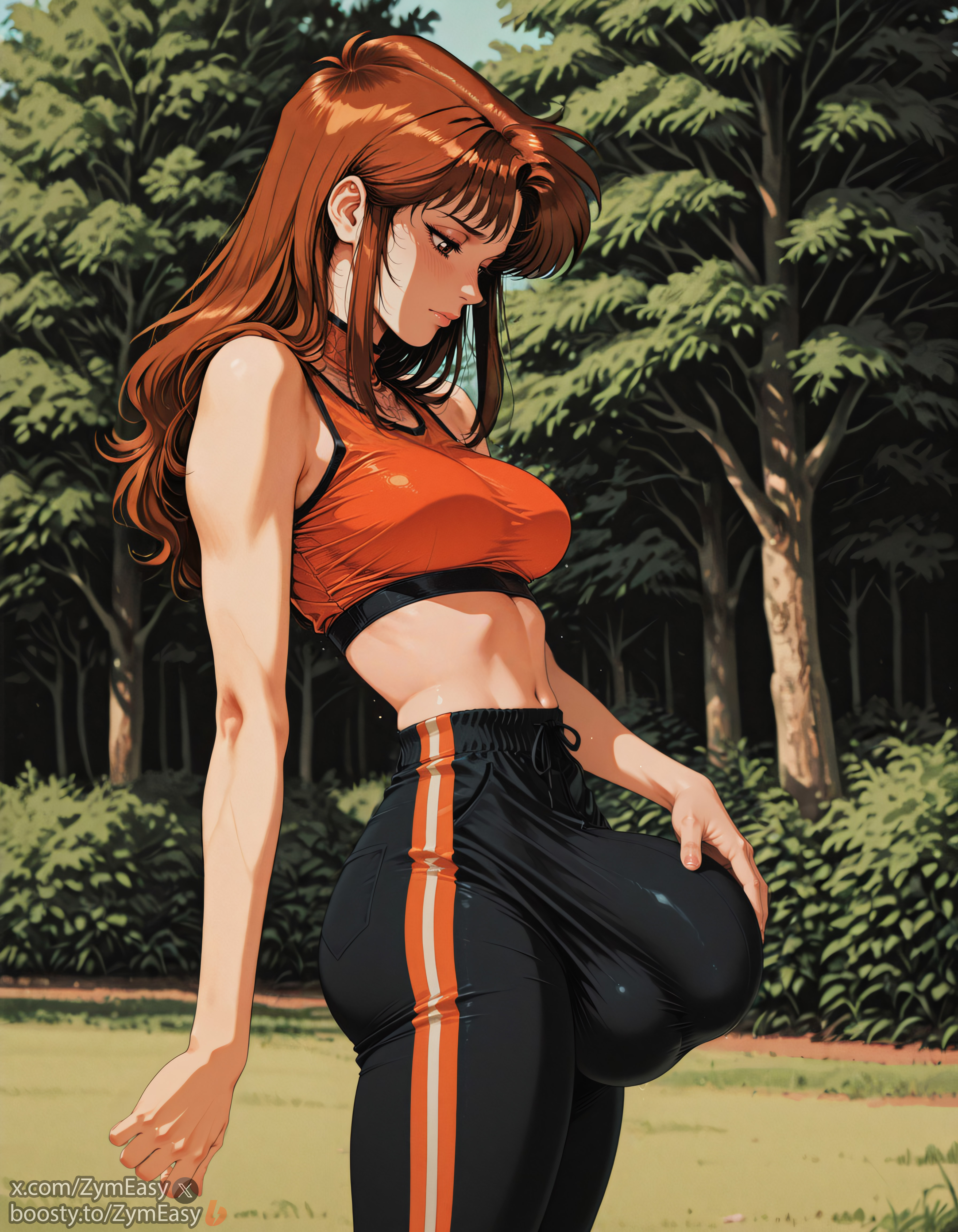 1futa, 2d, ai generated, anime style, boosty username, brown eyes, brown hair, futanari, intersex, leggings, self upload, sportswear, stadium, standing, tight pants, twitter username, zymeasy