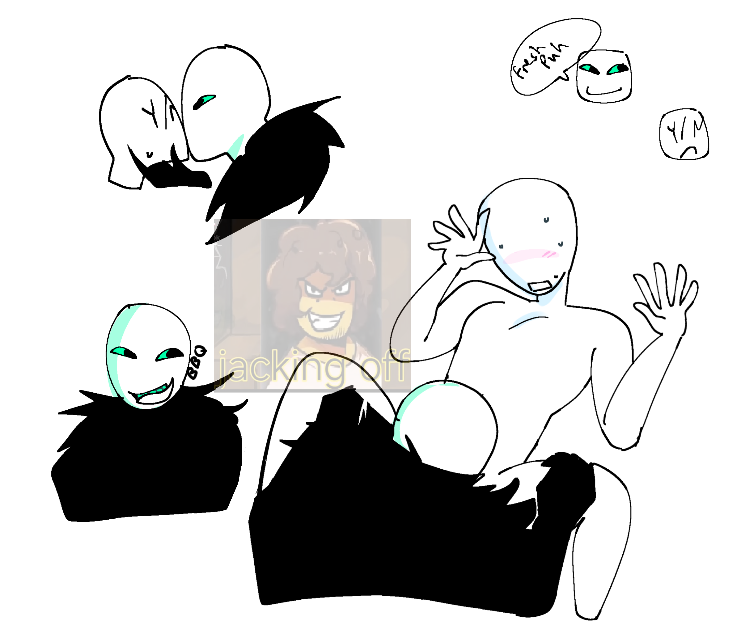 bald, cunnilingus, die of death (roblox), dubious consent, jadivzi, male focus, meme in the background, oral, pursuer (die of death), roblox, roblox game, robloxian, self upload, tagme, y/n