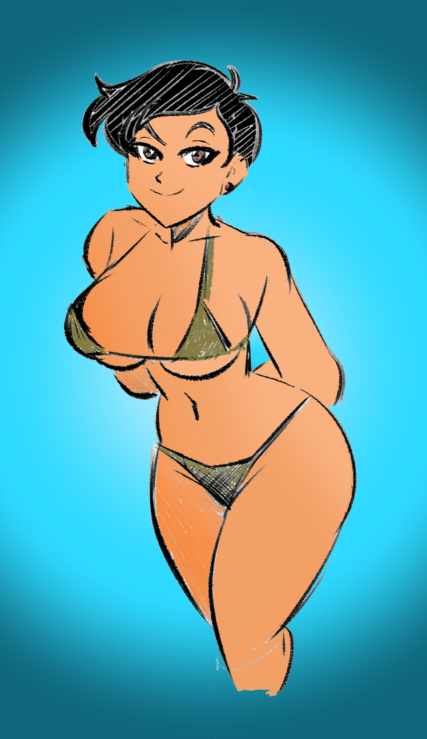 blue background, colored sketch, dc, dc comics, funsexydragonball, glassfish, hands behind back, lois lane, lois lane (my adventures with superman), my adventures with superman, superman (series)
