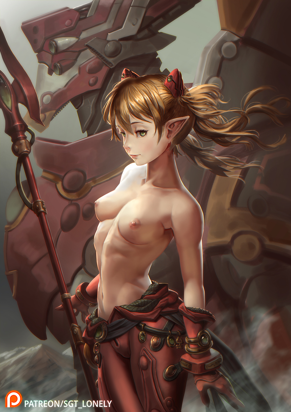 1girls aeldari alien alien_girl asuka_langley_sohryu athletic_female casual_topless cosplay crossover eldar elf_ears female female_only heresy mecha neon_genesis_evangelion plugsuit pointy_ears sgt_lonely solo solo_female warhammer_(franchise) warhammer_40k