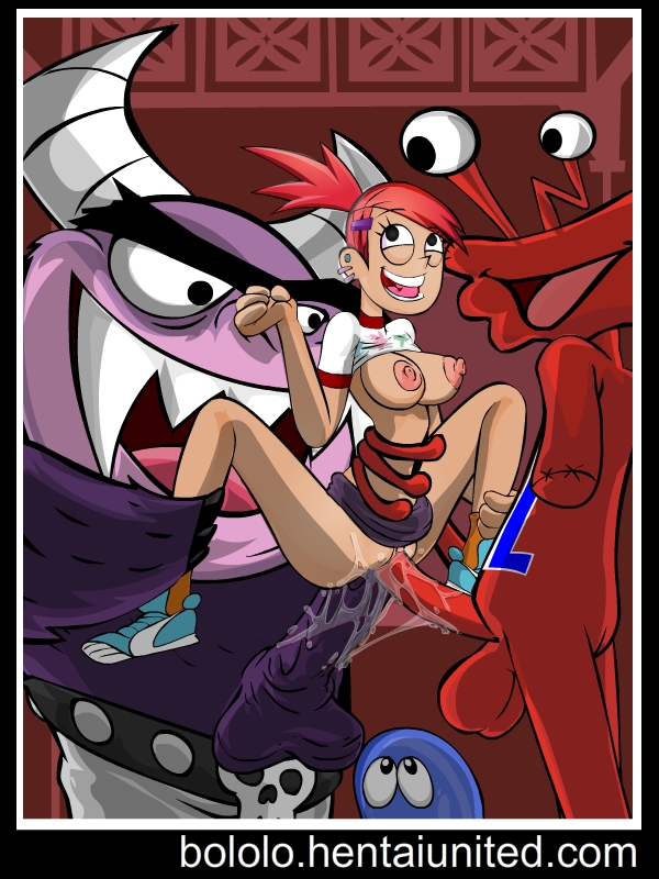 1girls 3boys 4_fingers bloo blue_body bololo cartoon_network cum cum_in_pussy eduardo_(fhfif) eyelashes female foster's_home_for_imaginary_friends frankie_foster gangbang human imaginary_friend long_penis male mouth_open nipples penis penis_in_pussy purple_fur purple_penis red_body red_hair red_penis sex shirt_up smiling straight wilt