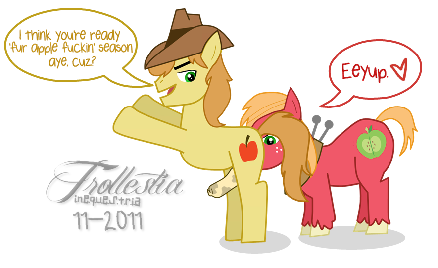 big_macintosh_(mlp) braeburn braeburn_(mlp) earth_pony equine friendship_is_magic fur horse male male_only multiple_males my_little_pony pony smooth_skin trollestia-in-equestria yaoi