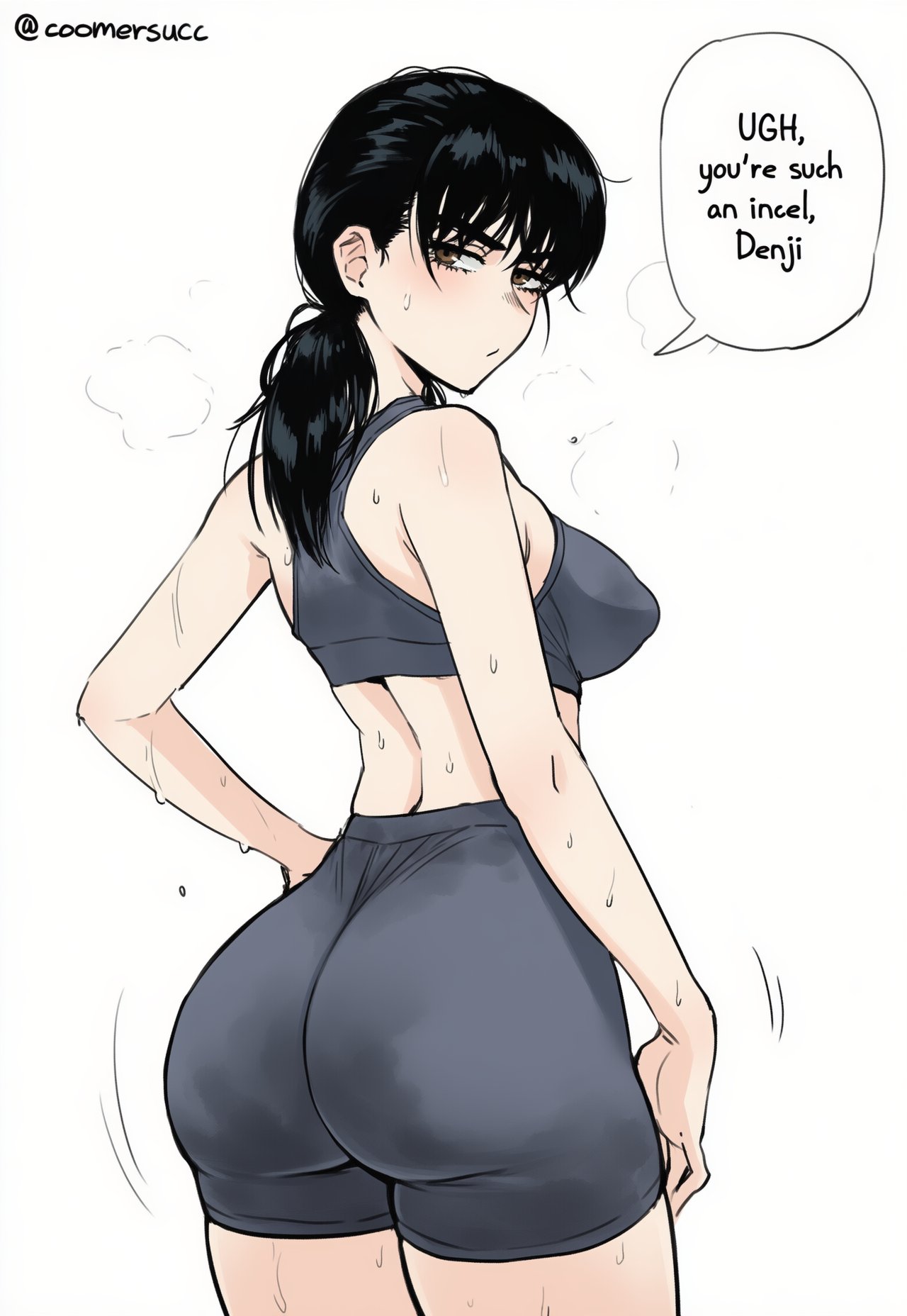 1girls, after training, ai generated, asian, asian female, ass, big ass, big boobs, big breasts, big butt, black hair, black hair female, boobs, breasts, butt, chainsaw man, clothed, clothed female, coomersucc, exercise, female, female focus, female only, japanese, japanese female, large ass, large butt, light skin, light-skinned female, mitaka asa, post training, solo, solo female, solo focus, sweating, sweating female, sweaty