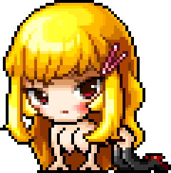 all_fours blonde_hair high_heels hyper_head maplestory pixel_art sprite starling_(maplestory) stockings transparent_background