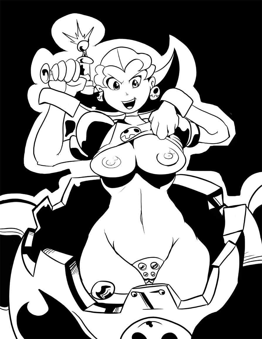 1girls areola breasts busty cleavage mega_man mega_man_legends nipples omario_grantnitro skull_earrings tagme tron_bonne voluptuous