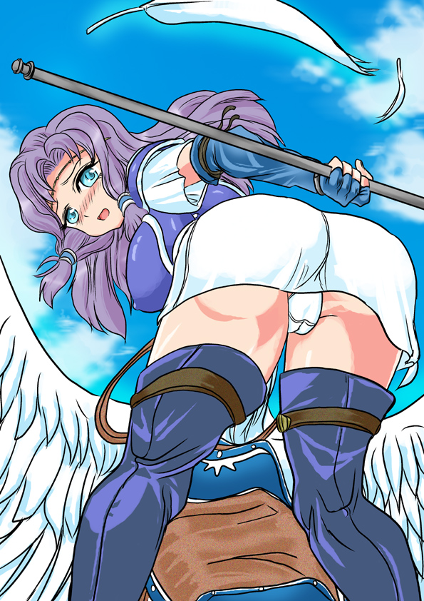 after_school_club big_ass blue_eyes blush breasts fire_emblem fire_emblem:_the_blazing_blade florina_(fire_emblem) huge_breasts purple_hair thighhighs